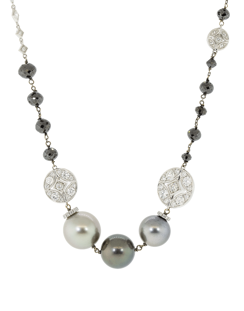 MARIANI-Mare White and Black Diamond Necklace-WHITE GOLD