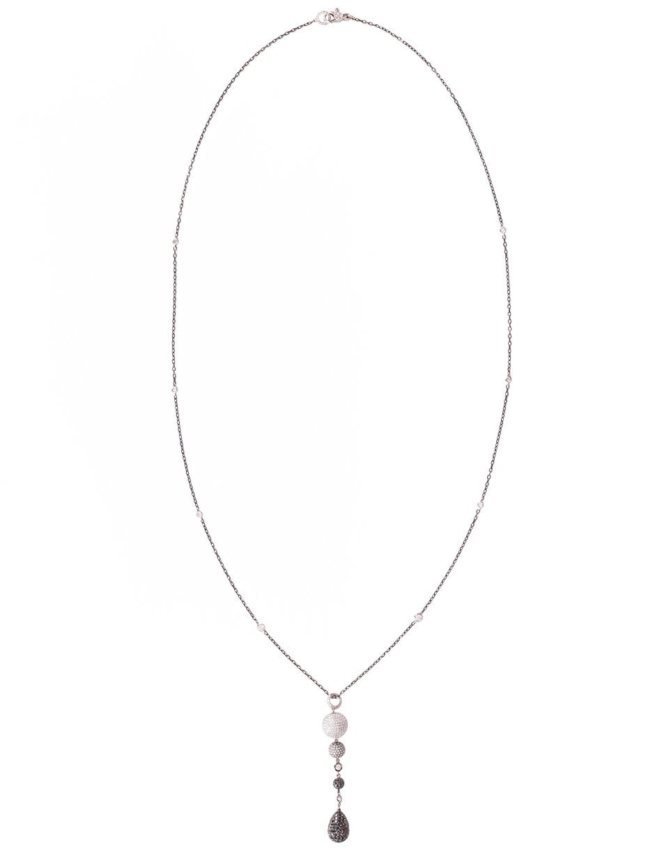 MARIANI-Ombre Diamond Lariat Necklace-WHITE GOLD