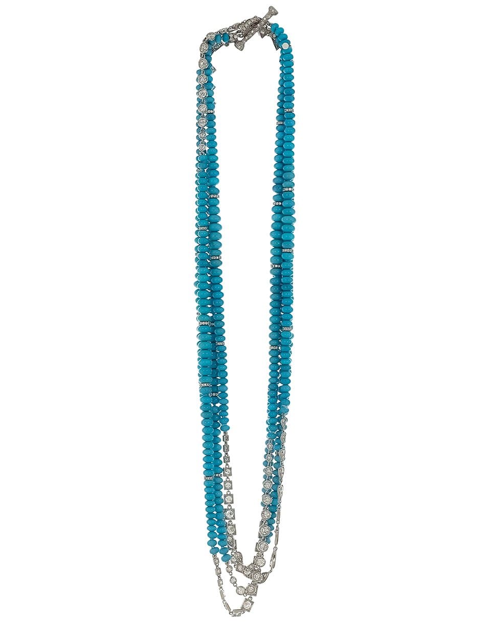 MARIANI-Sautoir Turquoise & Diamond Necklace-WHITE GOLD