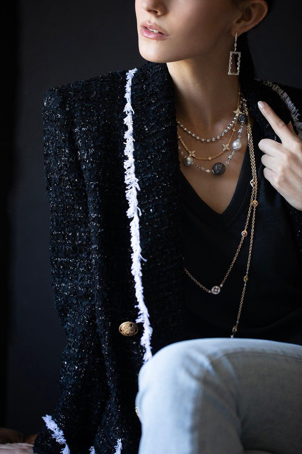 MARIANI-Diamond Station Necklace-YELLOW GOLD
