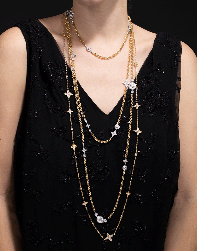 MARIANI-Long Lucilla Diamond Station Necklace-YELLOW GOLD