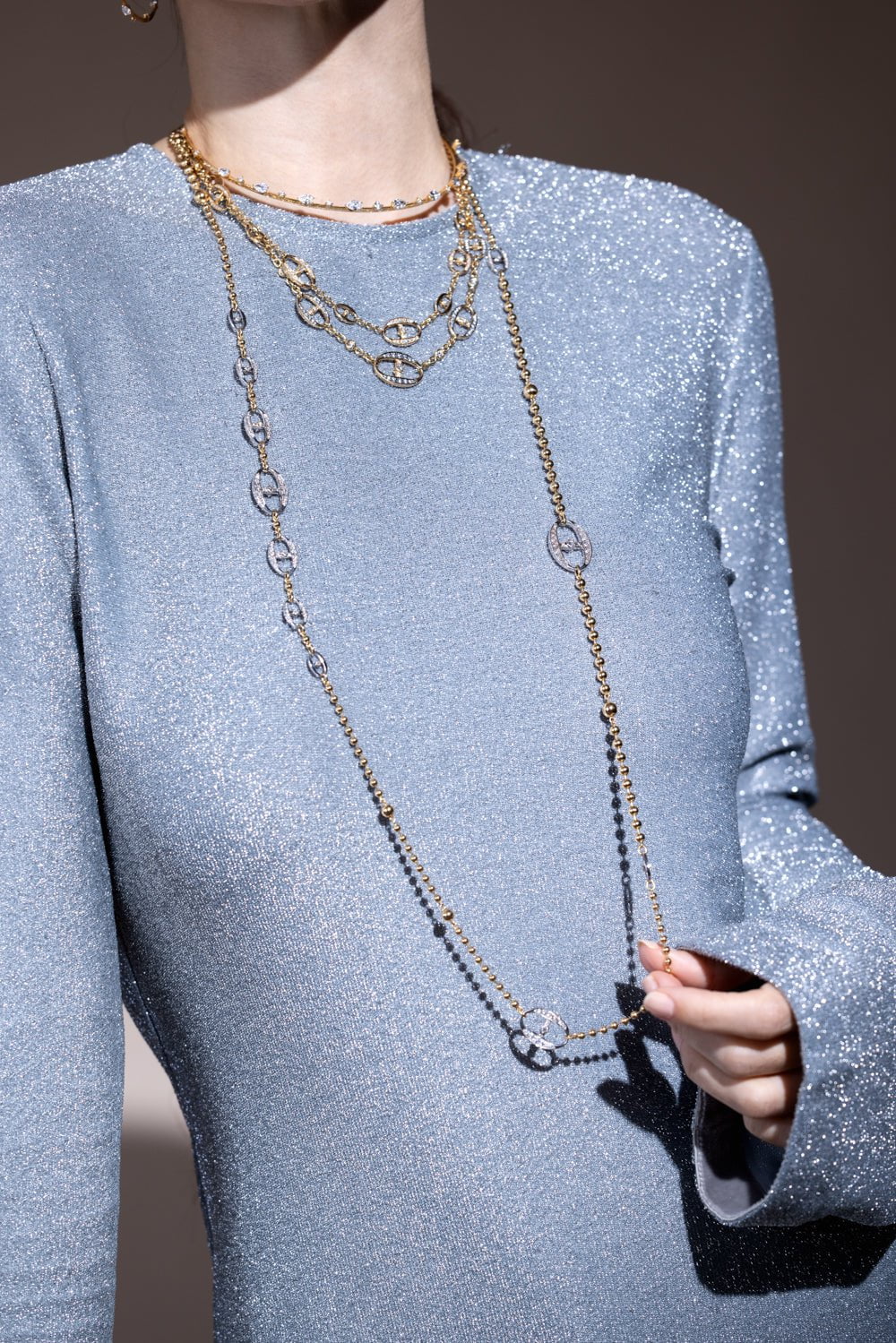 MARIANI-Marina Link Station Necklace-YELLOW GOLD