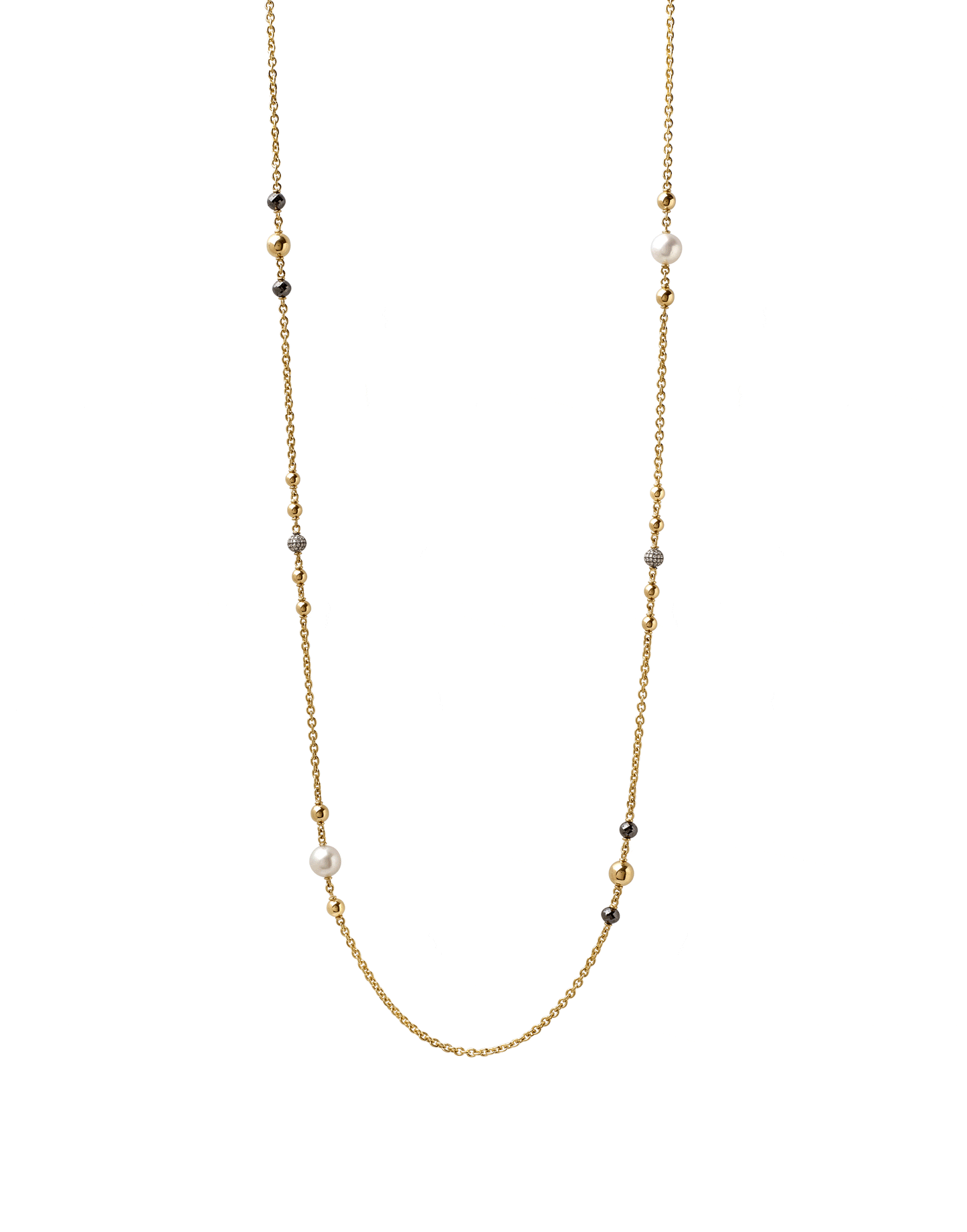 MARIANI-Pearl Station Necklace-YELLOW GOLD