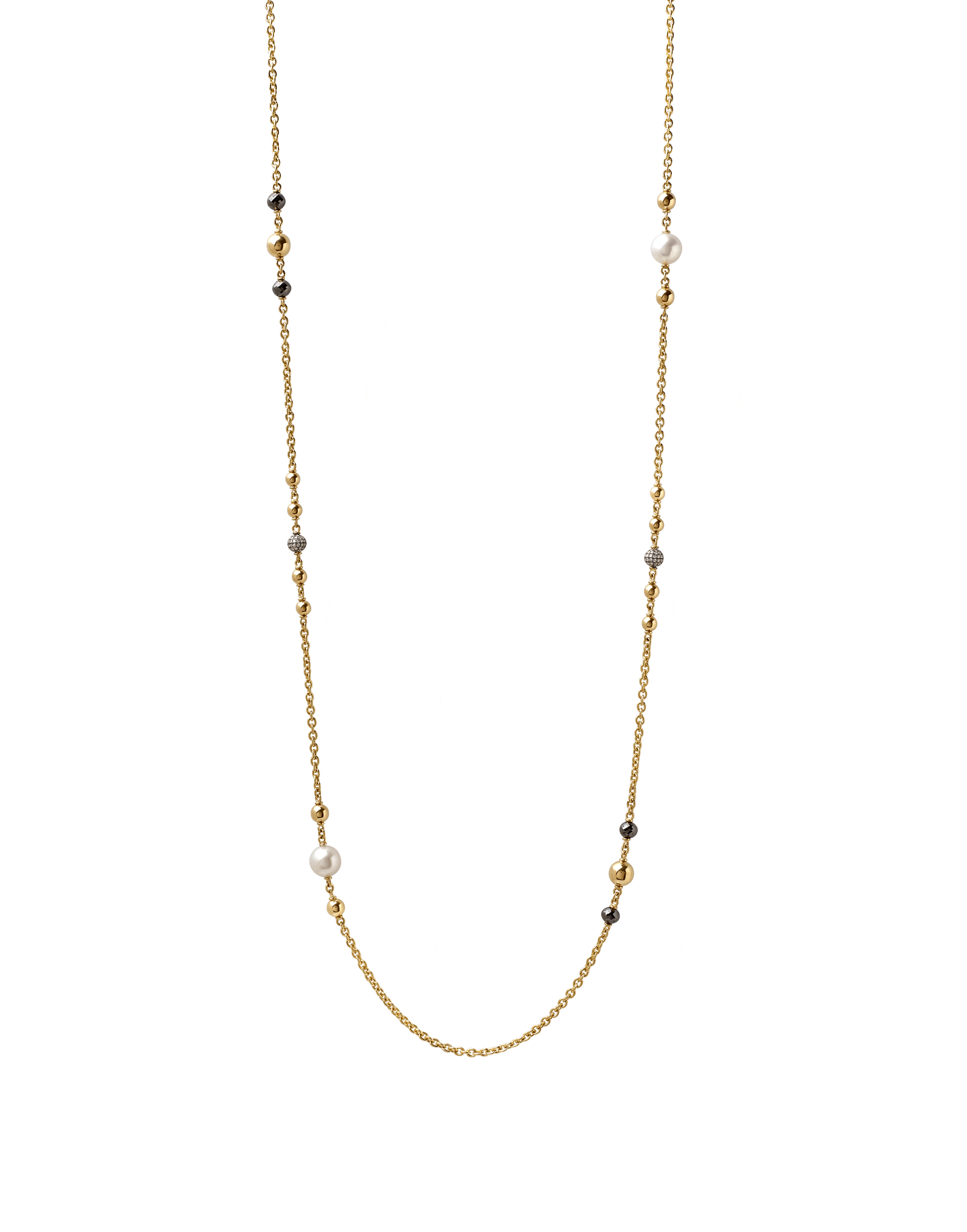 MARIANI-Pearl Station Necklace-YELLOW GOLD