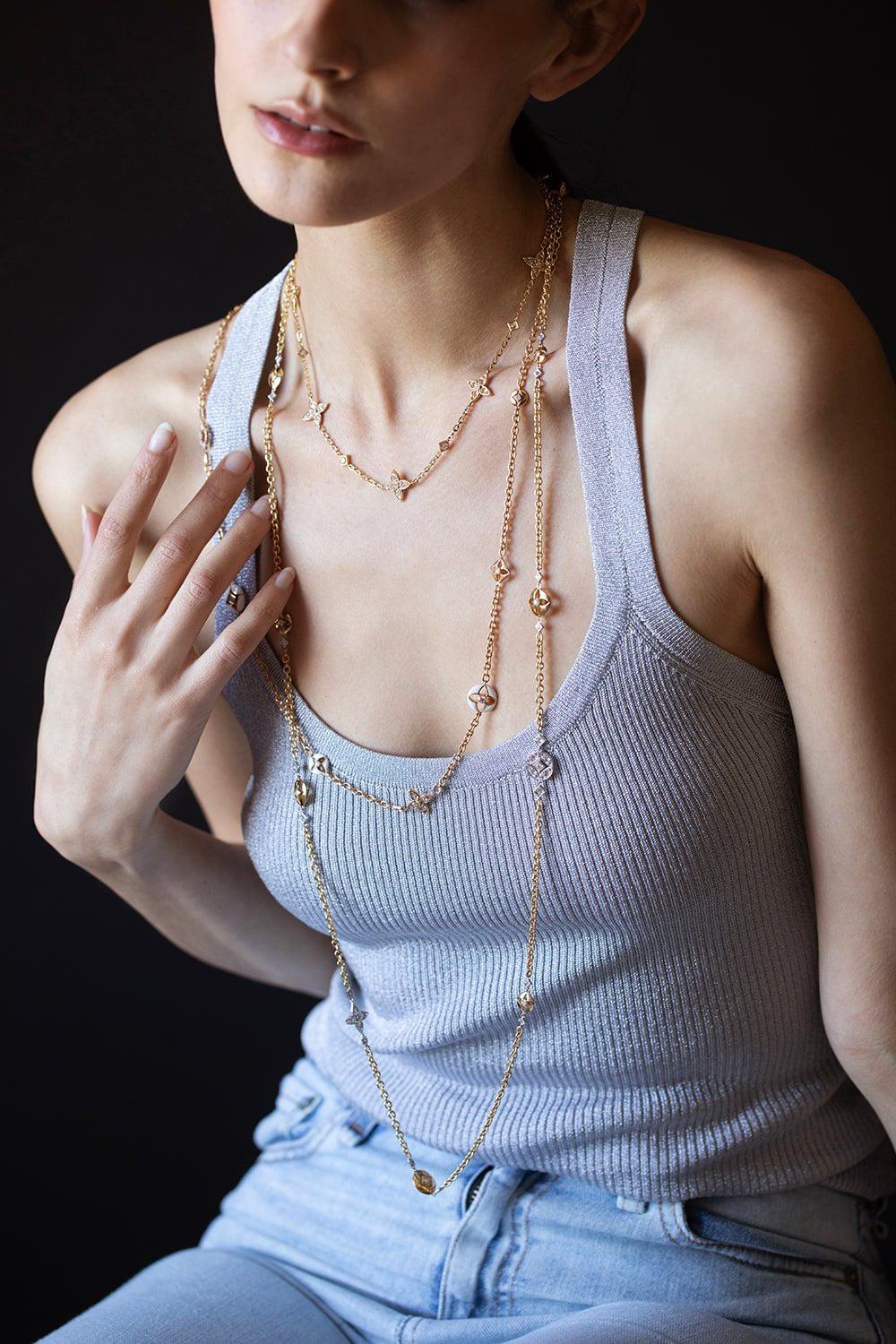 MARIANI-Short Diamond Station Necklace-YELLOW GOLD