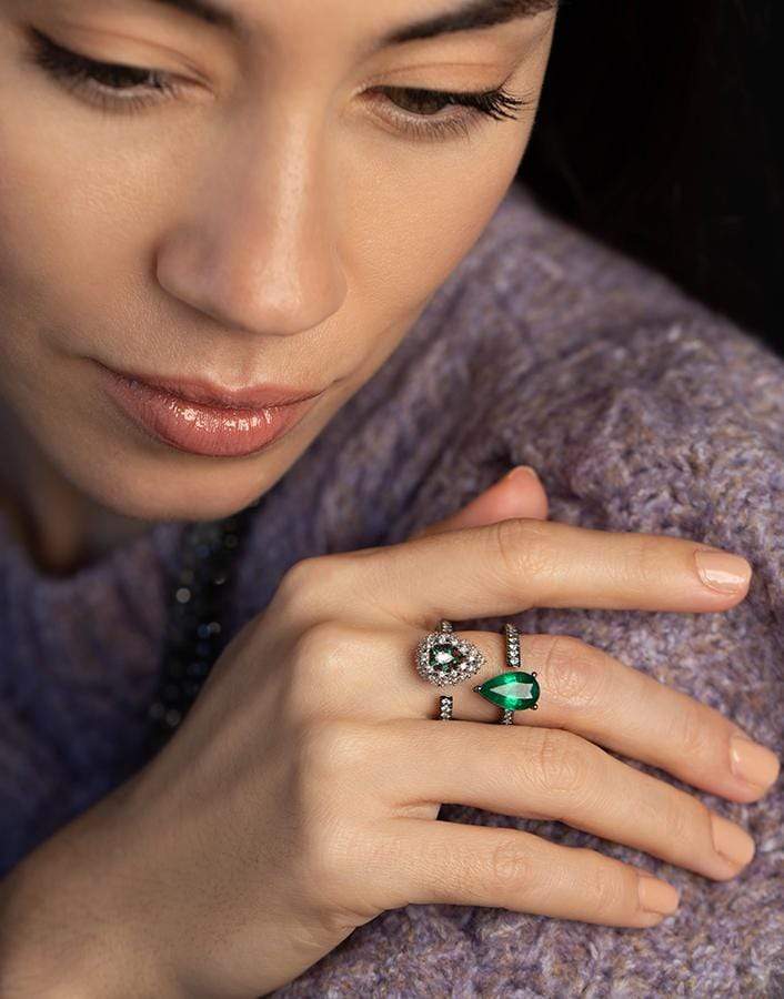 MARIANI-Alterego Emerald and Diamond Ring-WHITE GOLD