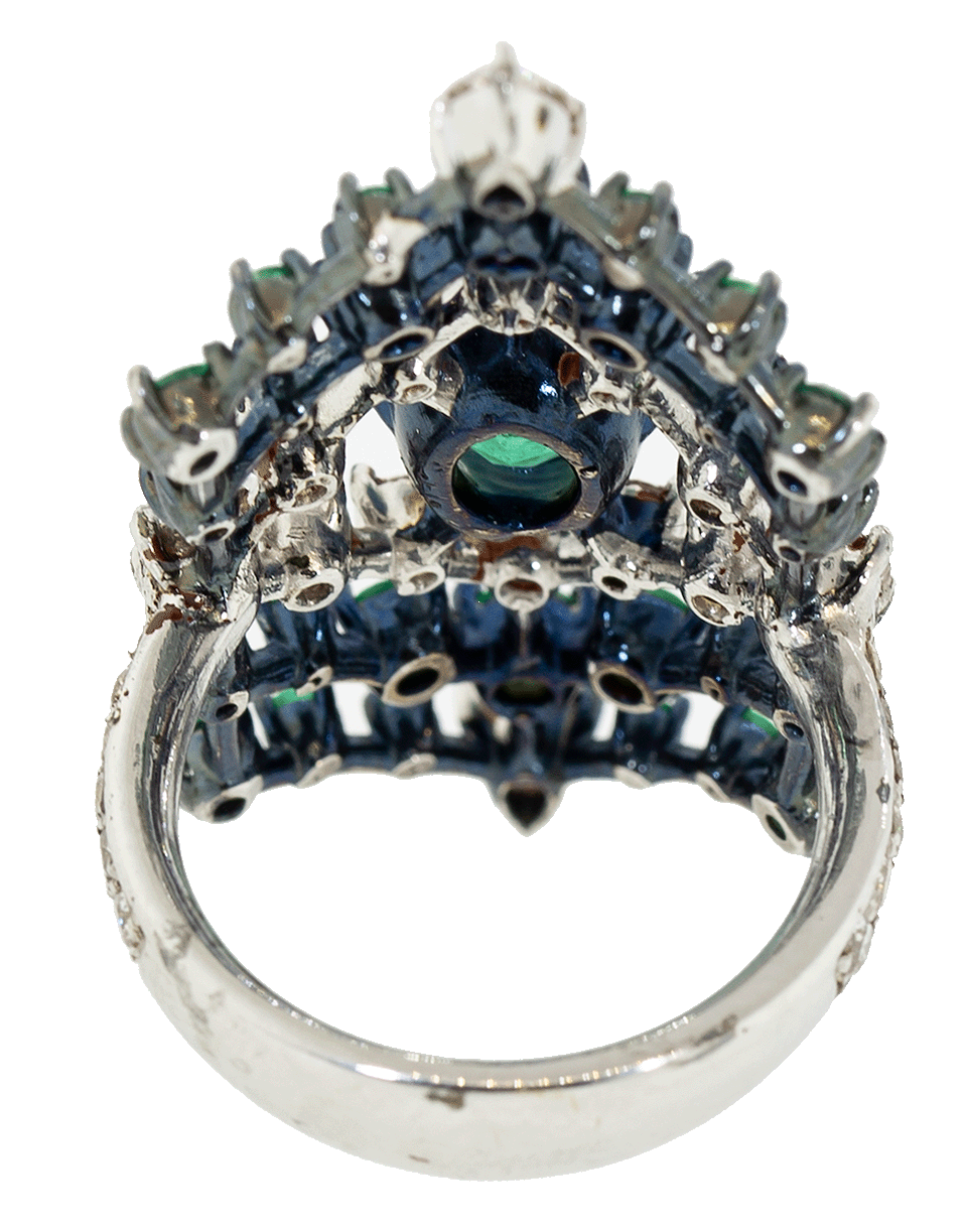 MARIANI-Emerald and Diamond Ring-WHITE GOLD