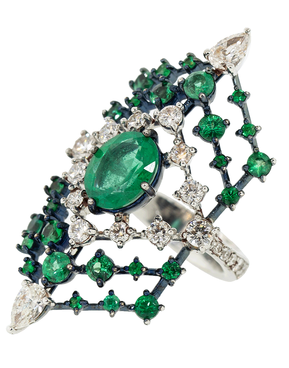 MARIANI-Emerald and Diamond Ring-WHITE GOLD
