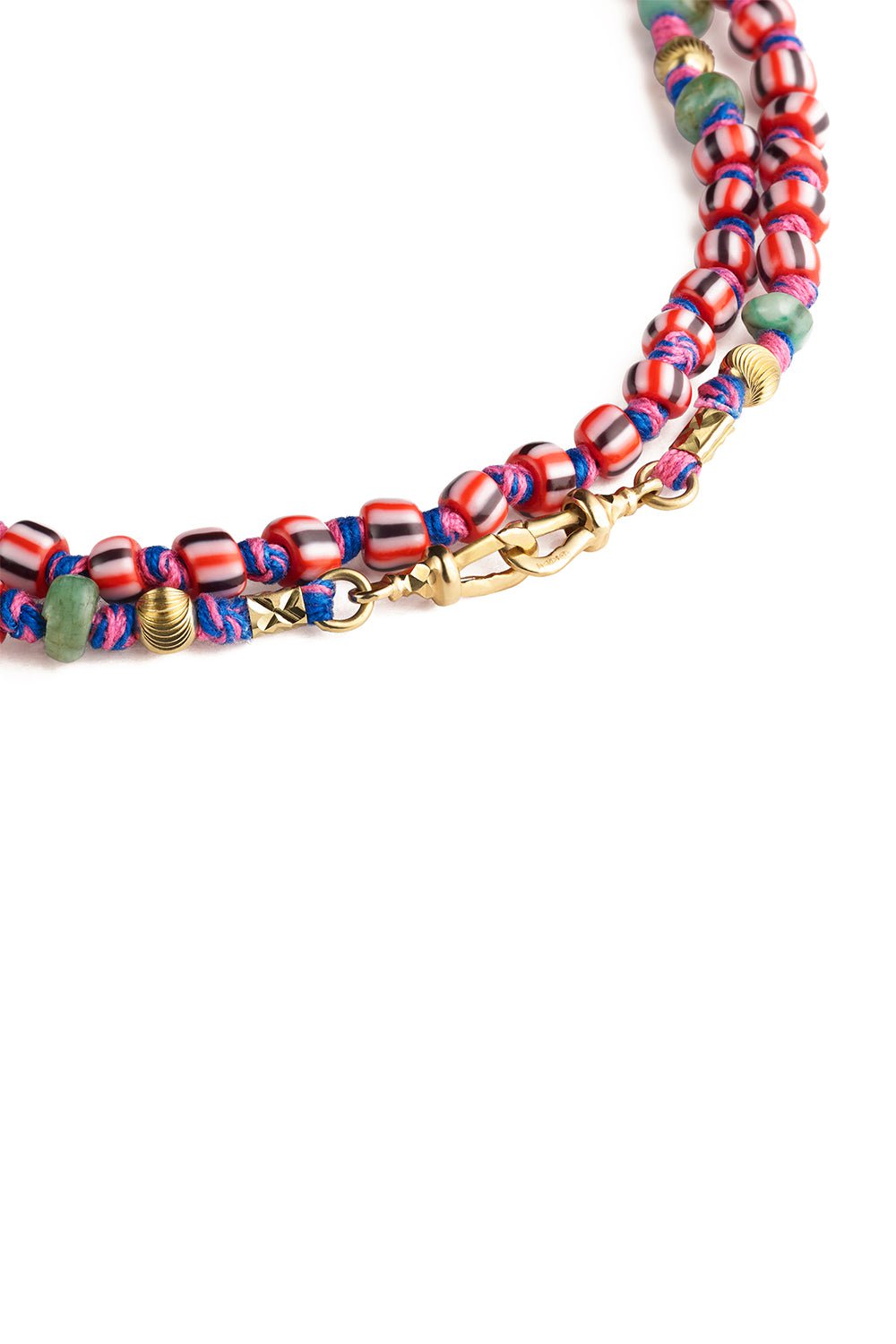 MARIE LICHTENBERG-Mauli Beads Ghana Black and Pink Chain-