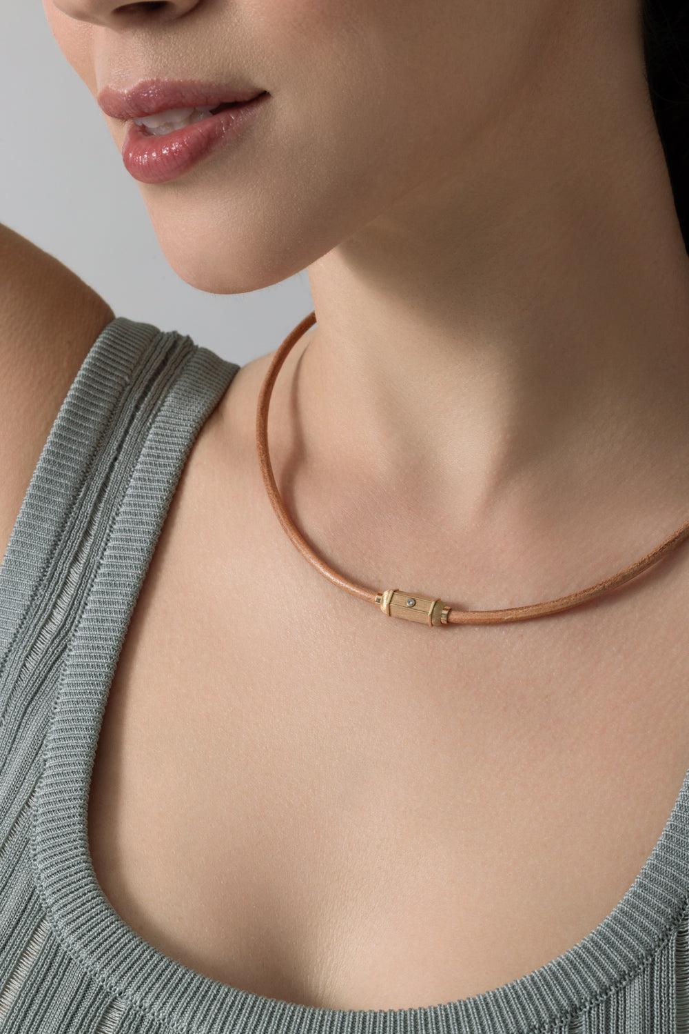 Diamond Micro Lasso Necklace-YELLOW GOLD-JEWELRYFINE JEWELNECKLACE O-MARIE LICHTENBERG 