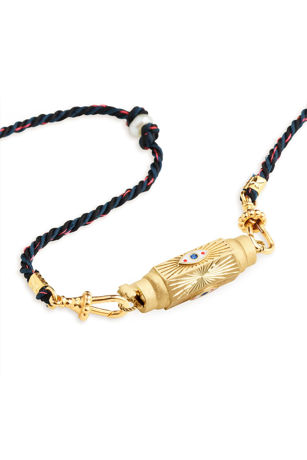 MARIE LICHTENBERG-Evil Eye Baby Locket Necklace-YELLOW GOLD