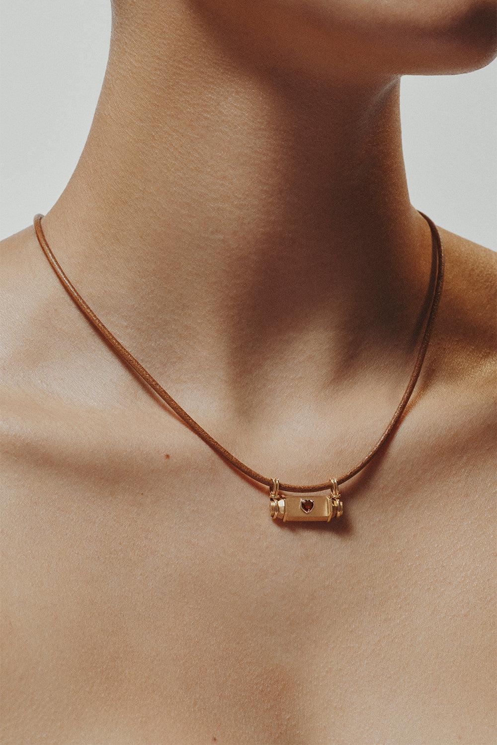 Ruby Heart Smash Locket-YELLOW GOLD-JEWELRYFINE JEWELNECKLACE O-MARIE LICHTENBERG