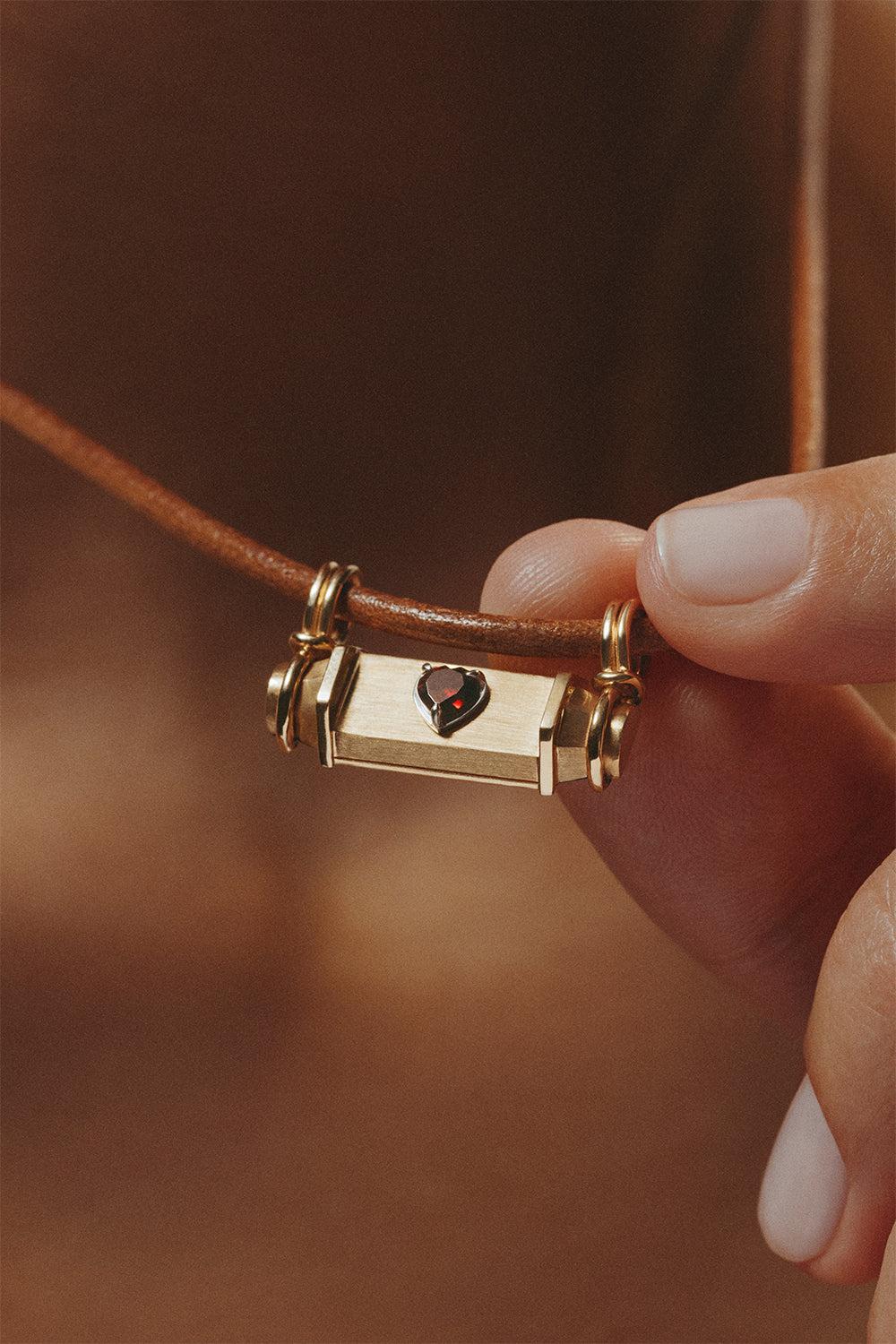 Ruby Heart Smash Locket-YELLOW GOLD-JEWELRYFINE JEWELNECKLACE O-MARIE LICHTENBERG