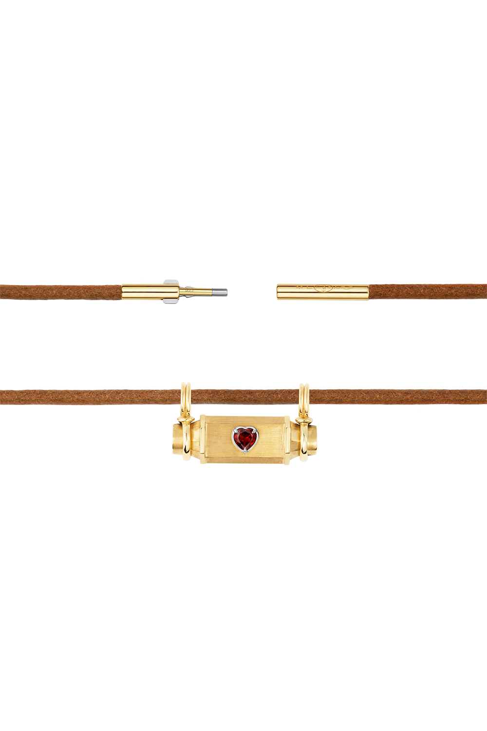 Ruby Heart Smash Locket-YELLOW GOLD-JEWELRYFINE JEWELNECKLACE O-MARIE LICHTENBERG
