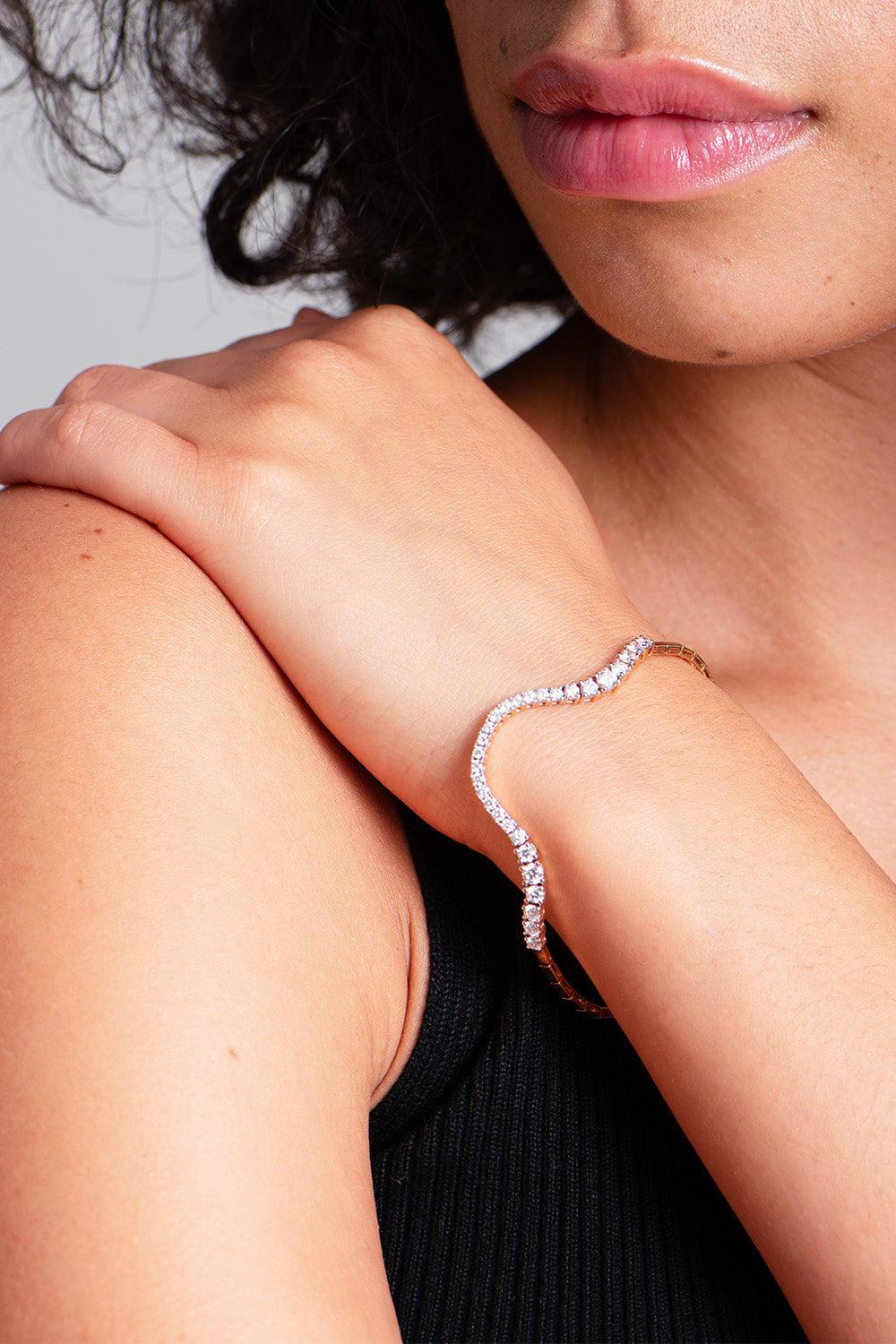 Diamond Half Pave Radiant Bracelet-ROSE-JEWELRYFINE JEWELBRACELET O-MARIE MAS