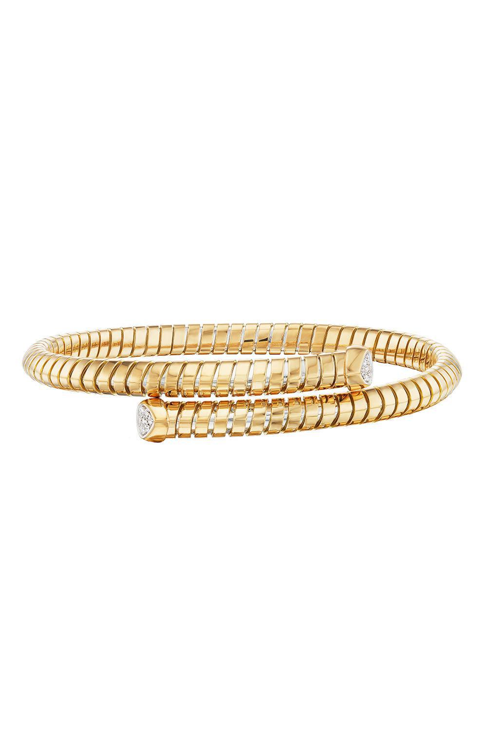 MARINA B-Trisolina Bypass Diamond Bangle Bracelet-YELLOW GOLD