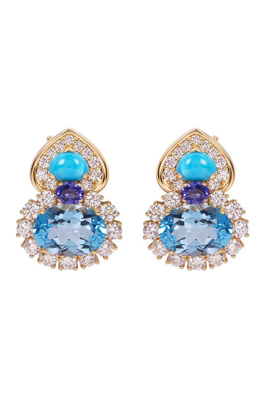 Blue Topaz Diamond Turquoise Gina Earrings