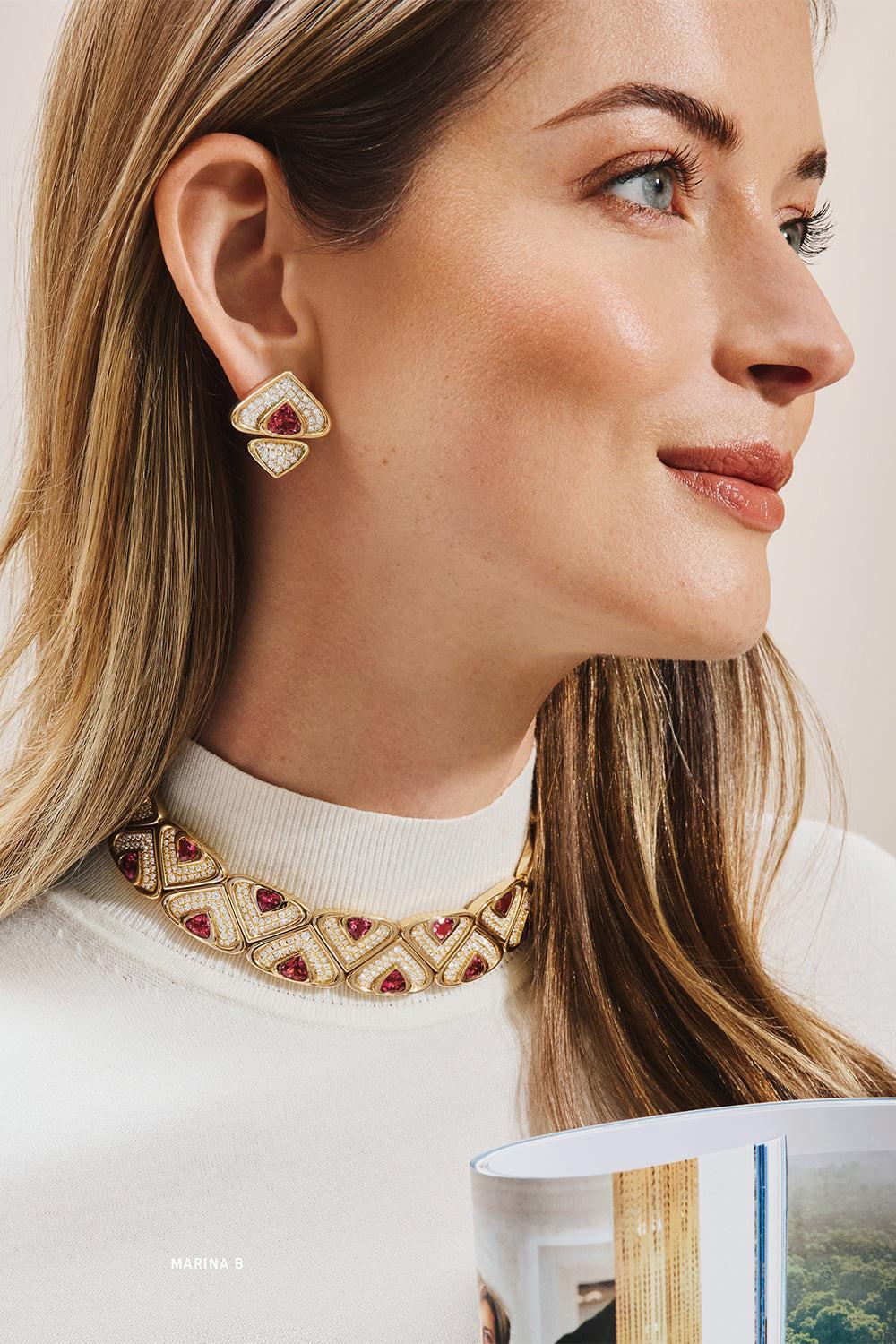 Pink Tourmaline Diamond Irreversible Necklace-YELLOW GOLD-JEWELRYFINE JEWELNECKLACE O-MARINA B