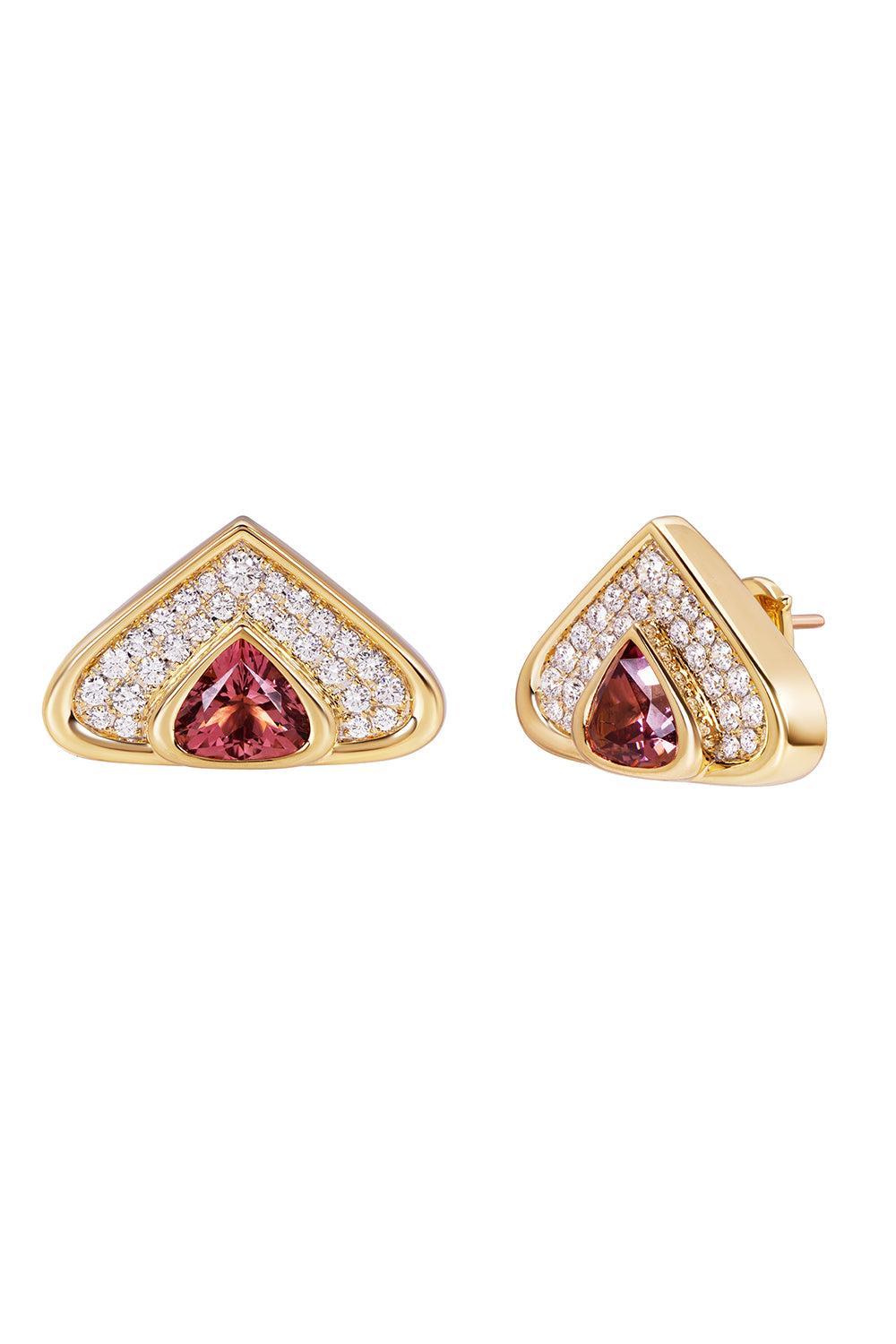 Pink Tourmaline Irreversible Earrings-YELLOW GOLD-JEWELRYFINE JEWELEARRING-MARINA B