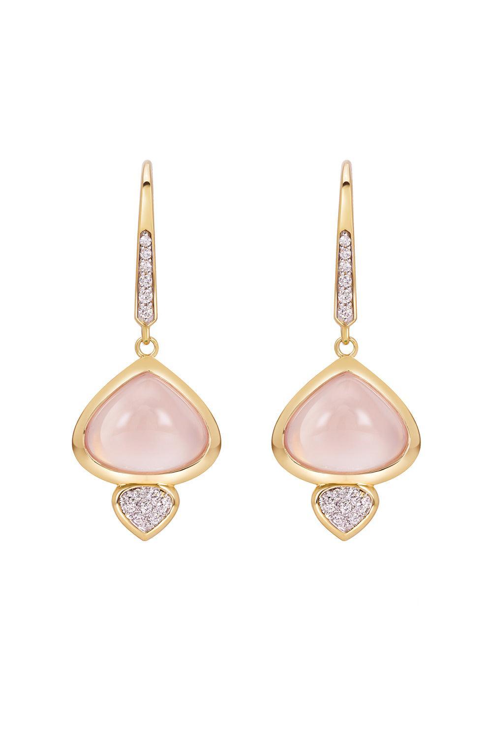 Rose Quartz Diamond Trisolina Drop Earrings-YELLOW GOLD-JEWELRYFINE JEWELEARRING-MARINA B