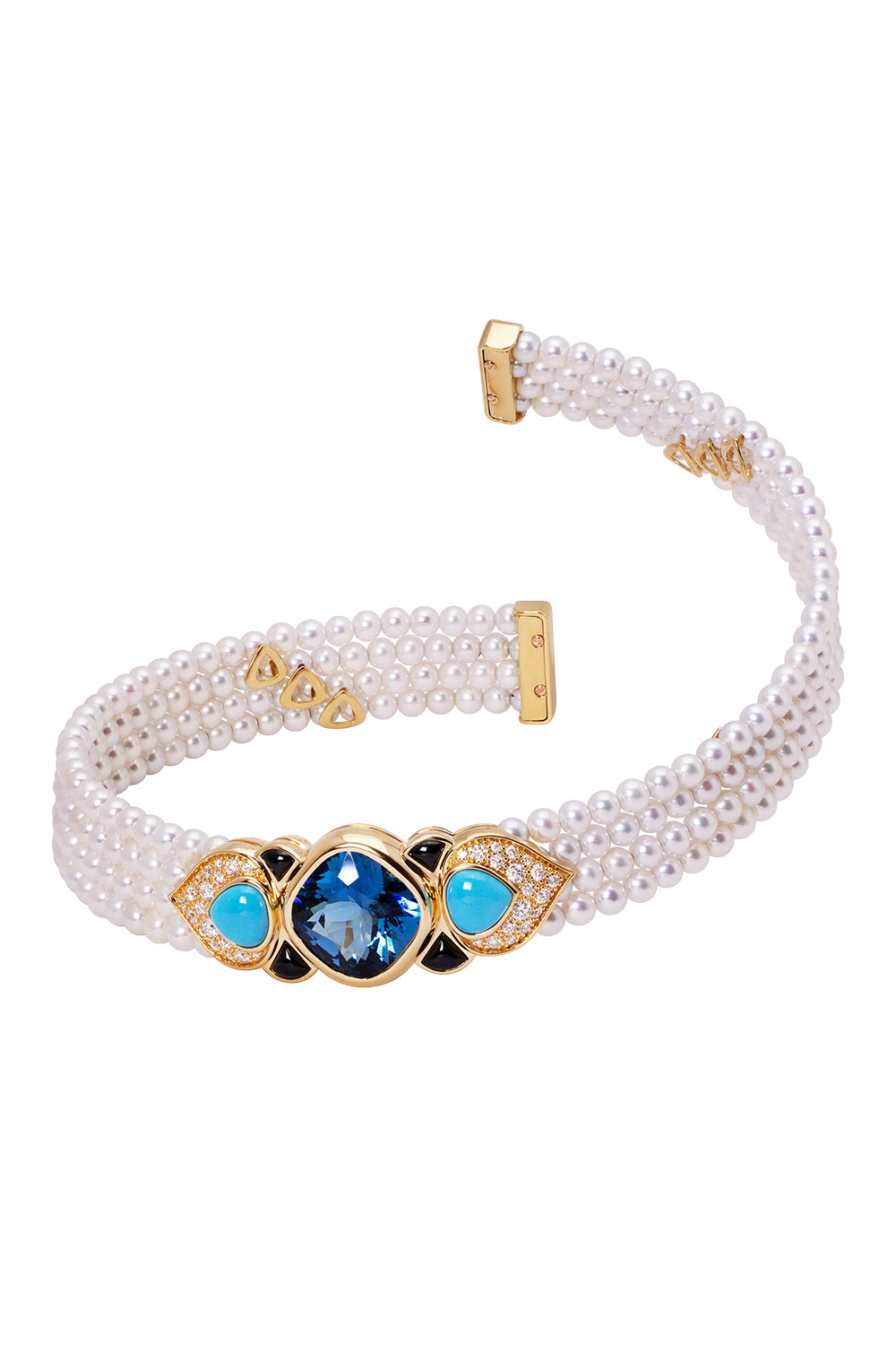  Pearl Blue Topaz Turquoise Pauline Necklace-YELLOW GOLD-JEWELRYFINE JEWELNECKLACE O-MARINA B 