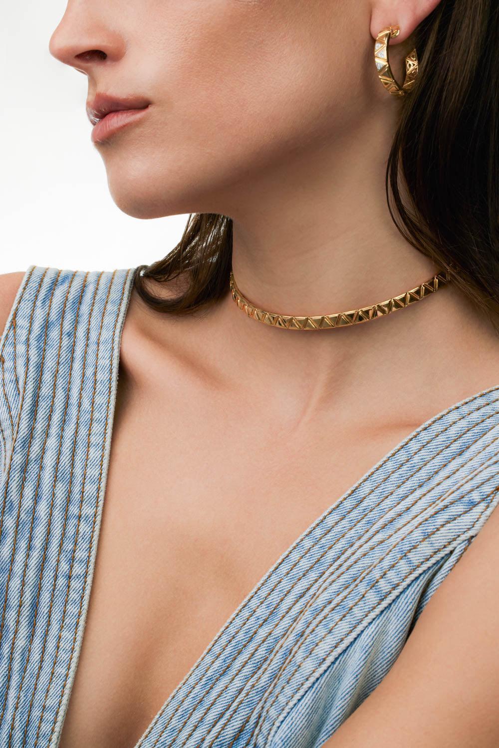Triangolini Collar Neklace-YELLOW GOLD-JEWELRYFINE JEWELNECKLACE O-MARINA B