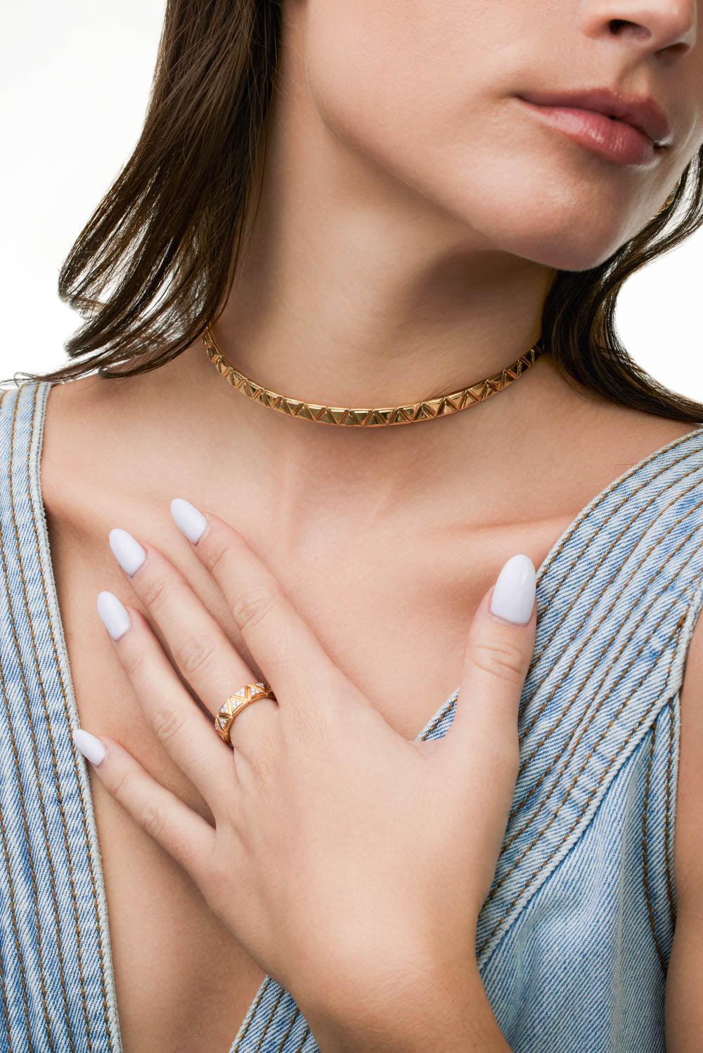 Triangolini Collar Neklace-YELLOW GOLD-JEWELRYFINE JEWELNECKLACE O-MARINA B