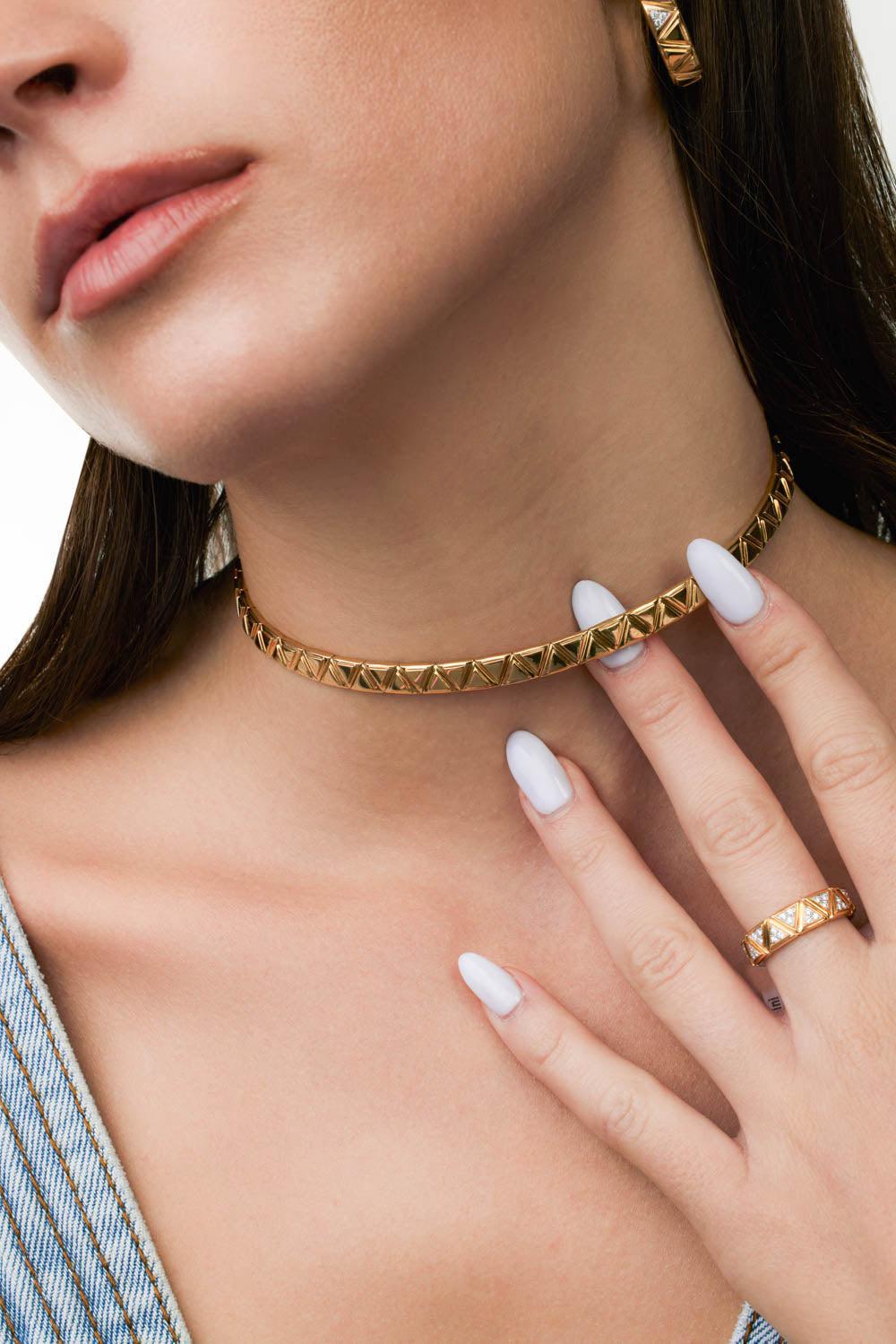 Triangolini Collar Neklace-YELLOW GOLD-JEWELRYFINE JEWELNECKLACE O-MARINA B