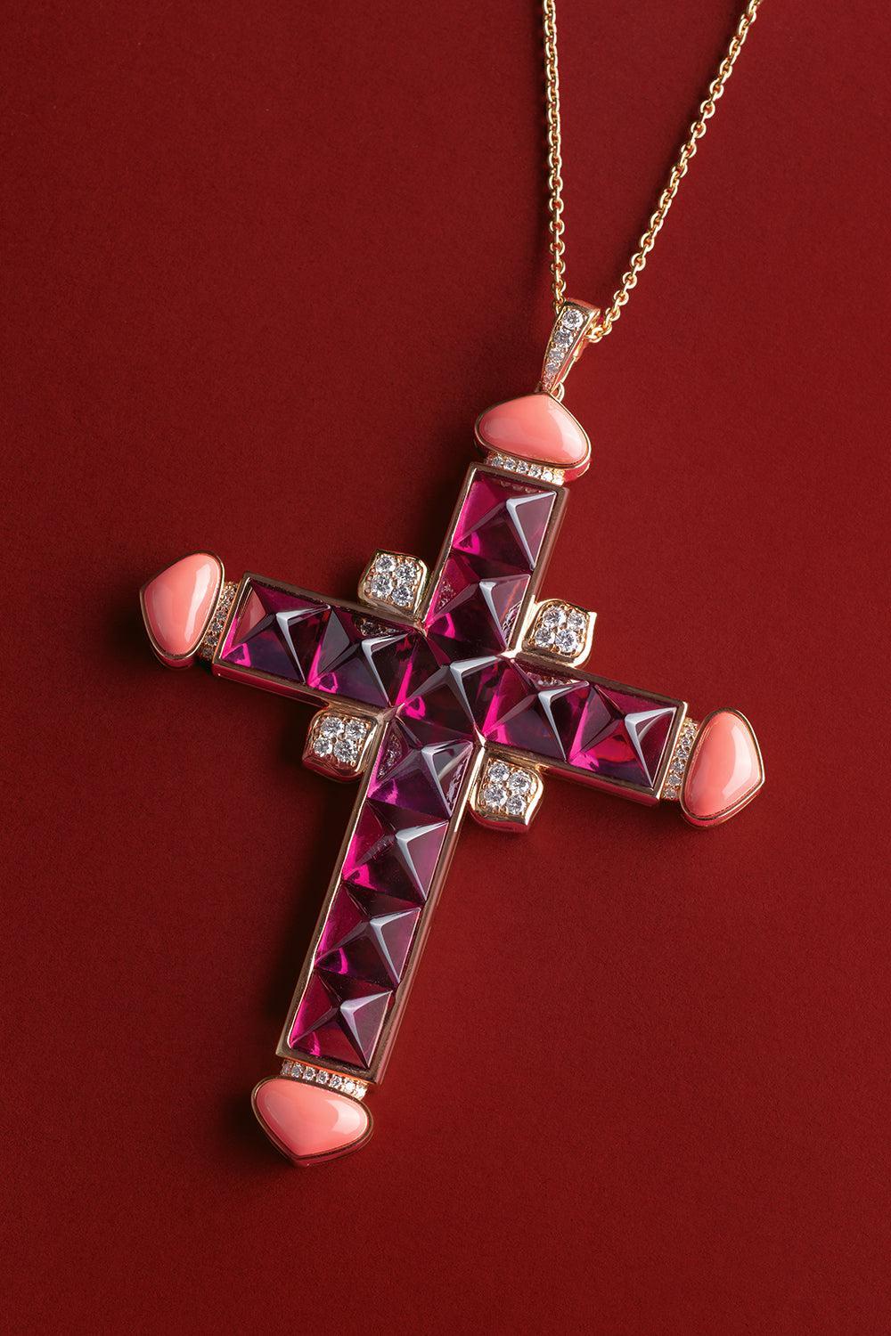 Cencia Cross Pendant-ROSE GOLD-JEWELRYFINE JEWELPENDANT-MARINA B