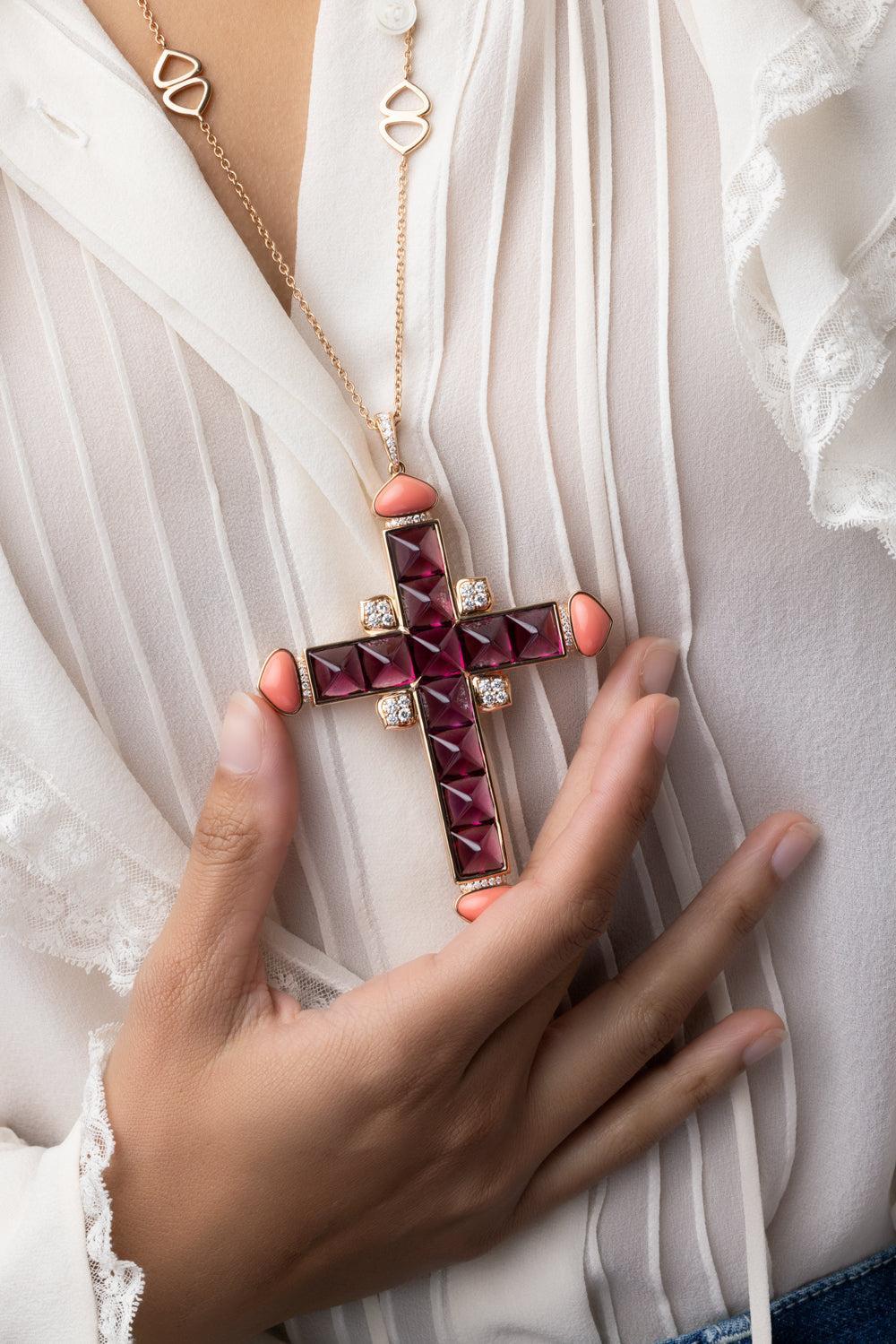 Cencia Cross Pendant-ROSE GOLD-JEWELRYFINE JEWELPENDANT-MARINA B