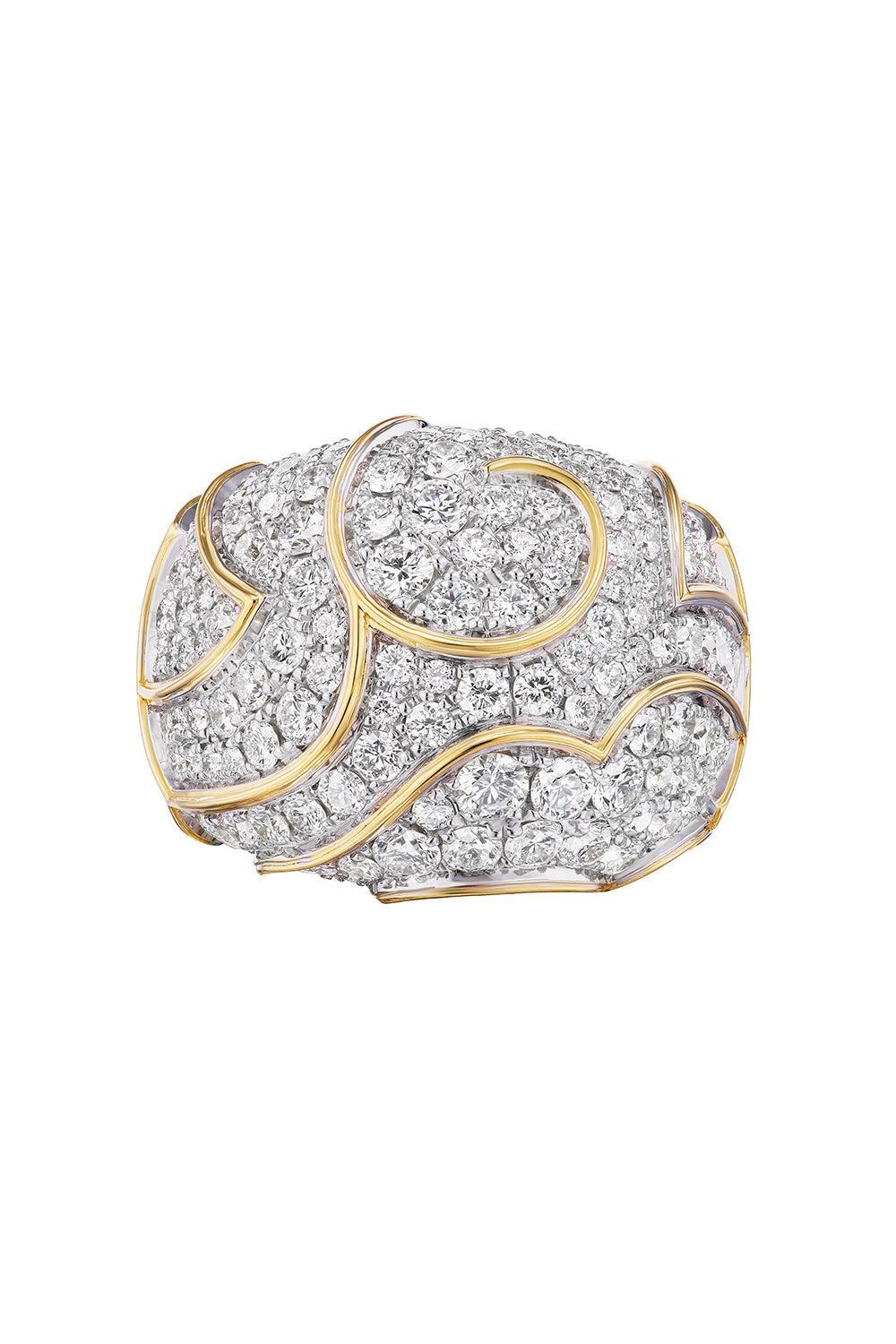 Diamond Onda Bombe Ring-YELLOW GOLD-6.5-JEWELRYFINE JEWELRING-MARINA B