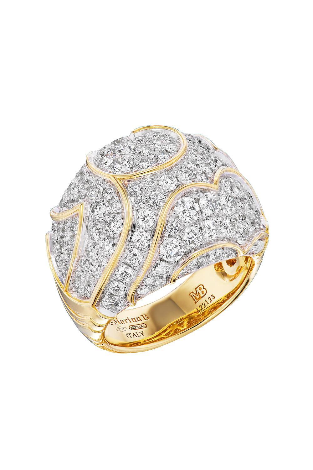 Diamond Onda Bombe Ring-YELLOW GOLD-6.5-JEWELRYFINE JEWELRING-MARINA B