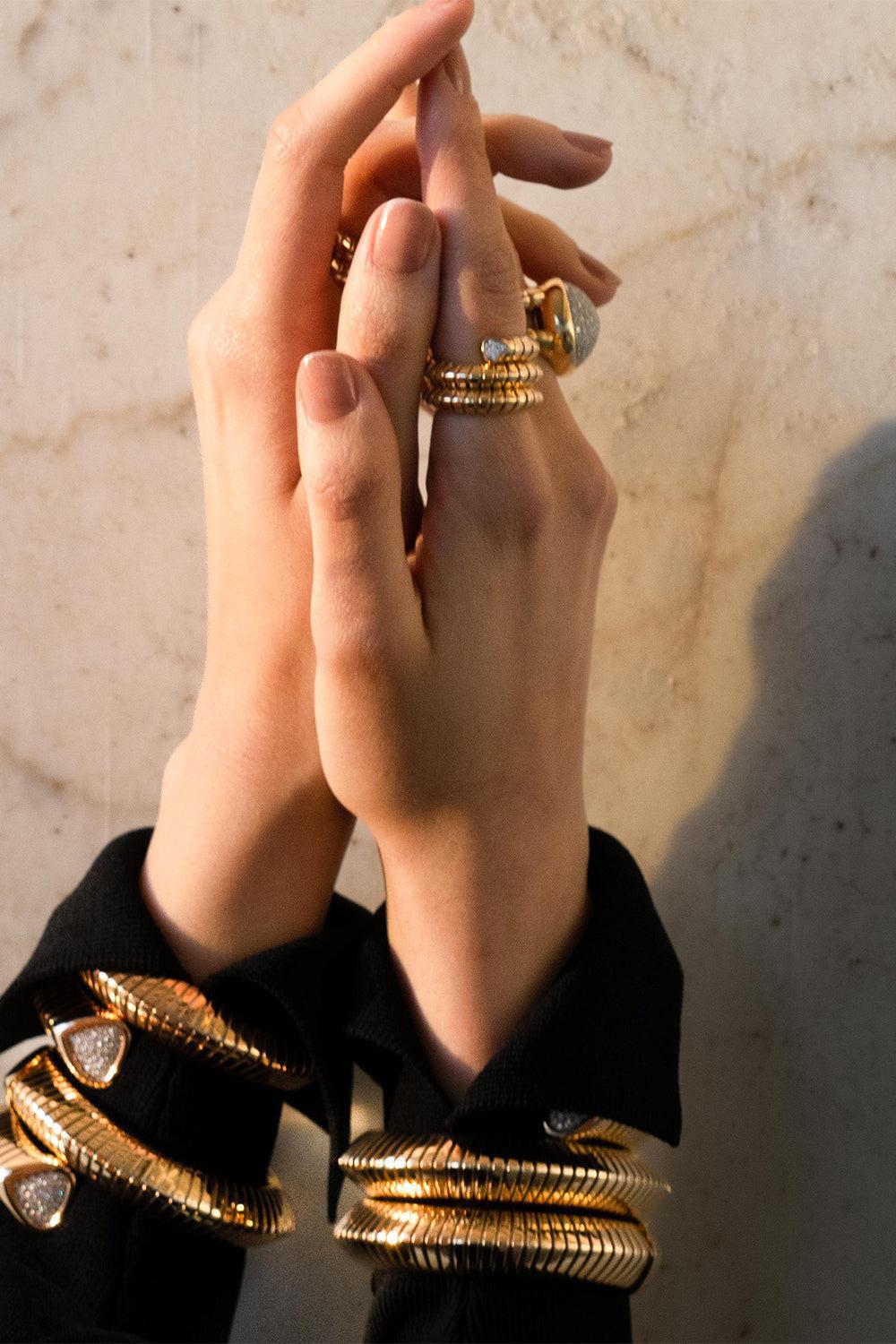 MARINA B-Trisola Pavé Diamond Ring-YELLOW GOLD