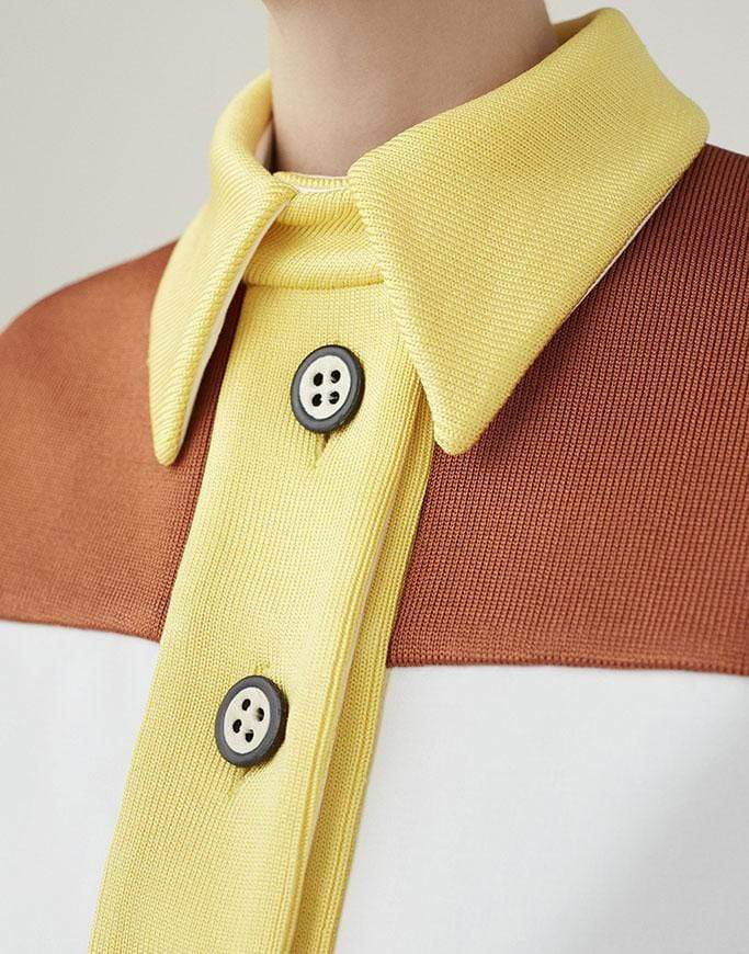 MARINA MOSCONE-Shirt with Exploded Knit Yoke-