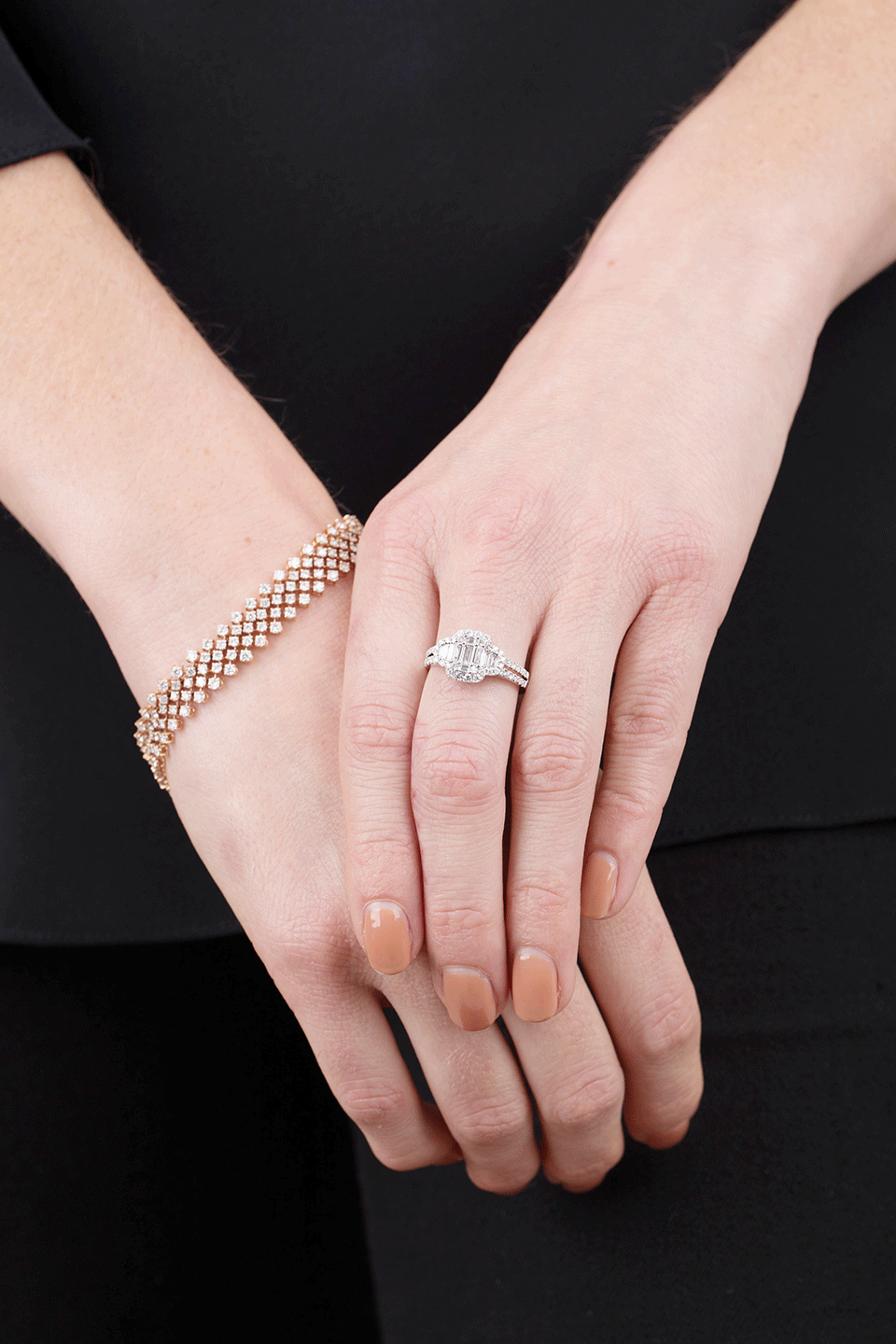 MARISSA DIAMONDS-Diamond Mesh Bracelet-ROSE GOLD
