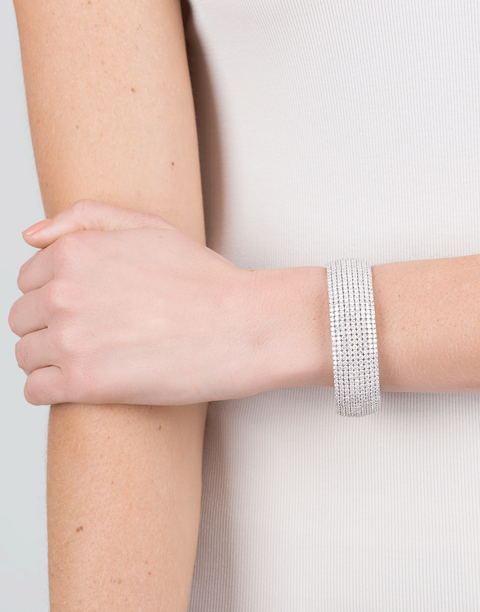MARISSA DIAMONDS-Diamond Pave Nine Row Cuff Bracelet-WHITE GOLD