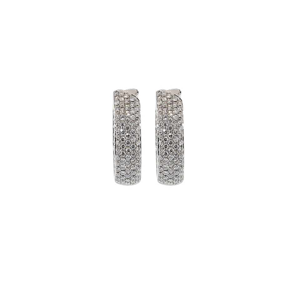 MARISSA DIAMONDS-Diamond In & Out Oval Hoop Earrings-WHITE GOLD