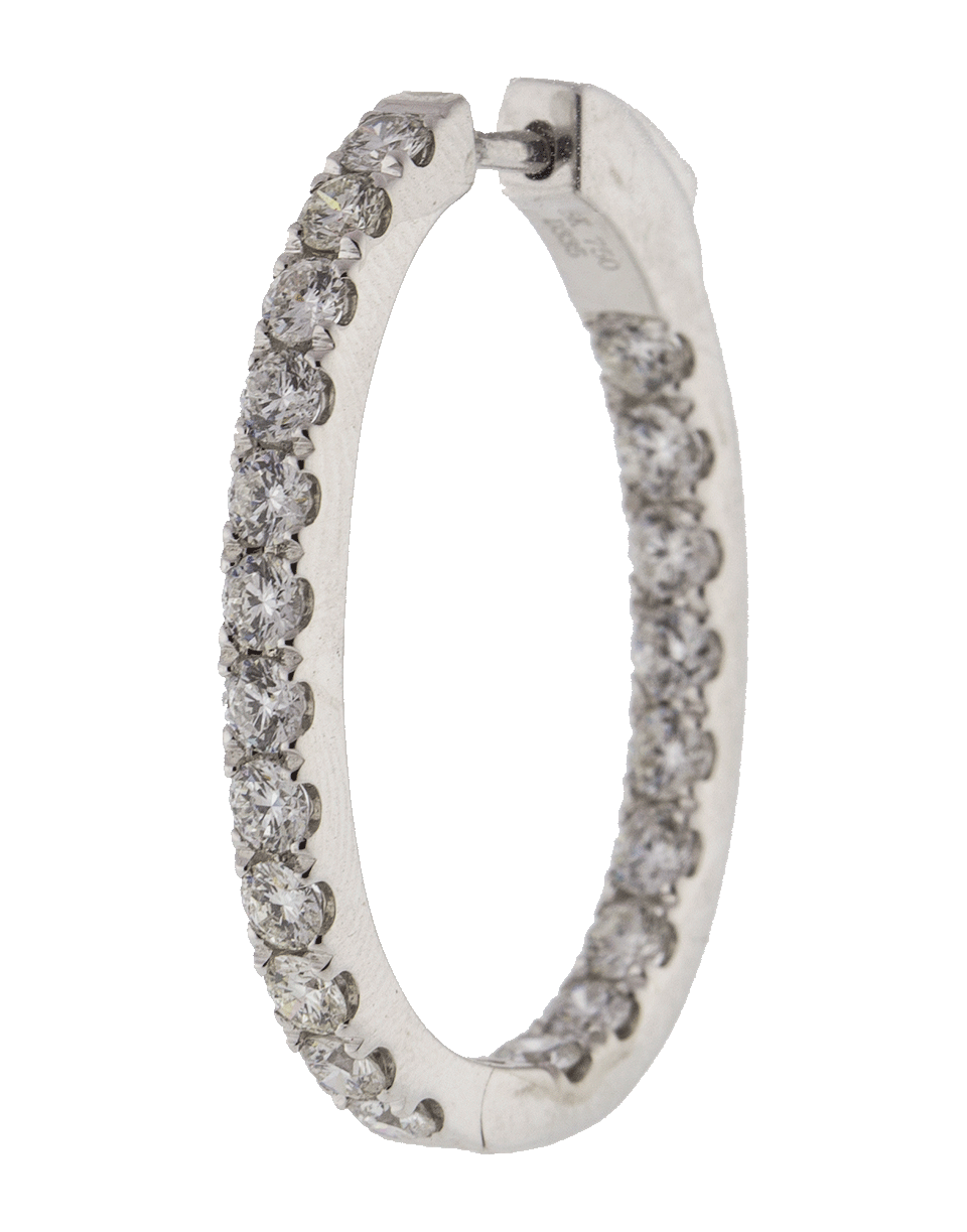 MARISSA DIAMONDS-Diamond Oval Hoop Earrings-WHITE GOLD