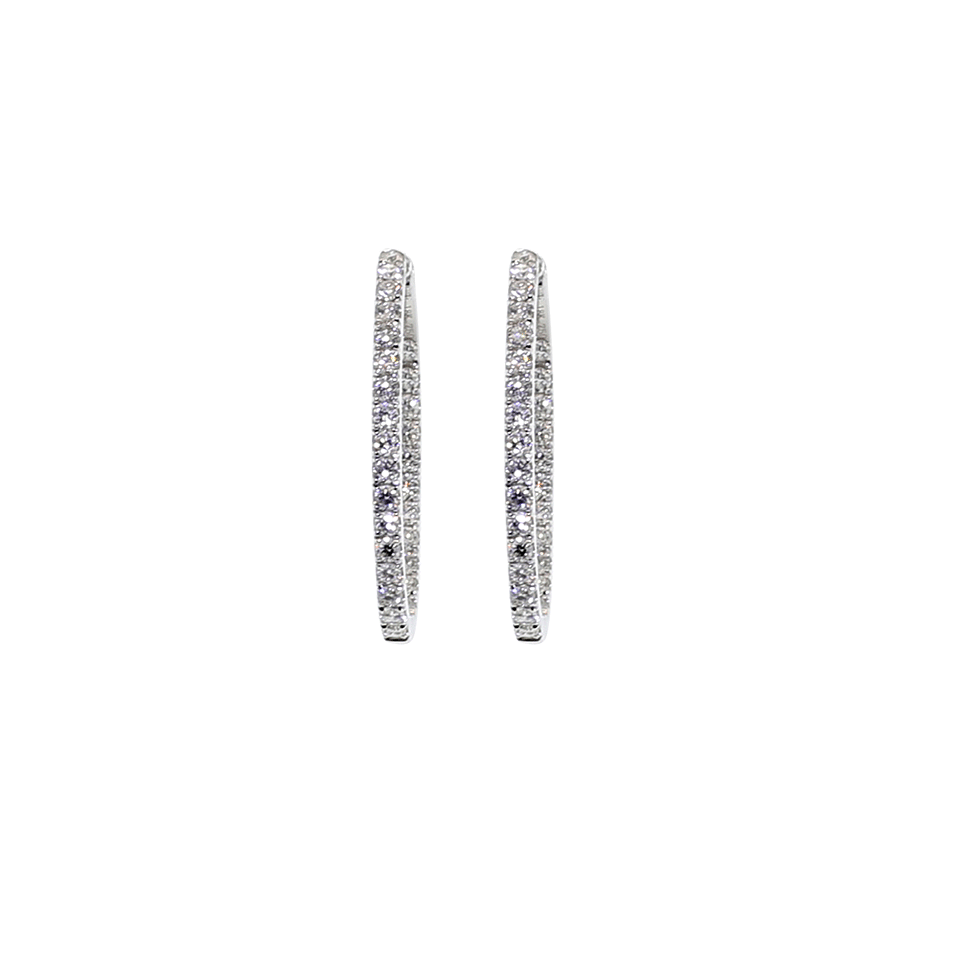 MARISSA DIAMONDS-Medium Diamond Hoop Earrings-WHITE GOLD