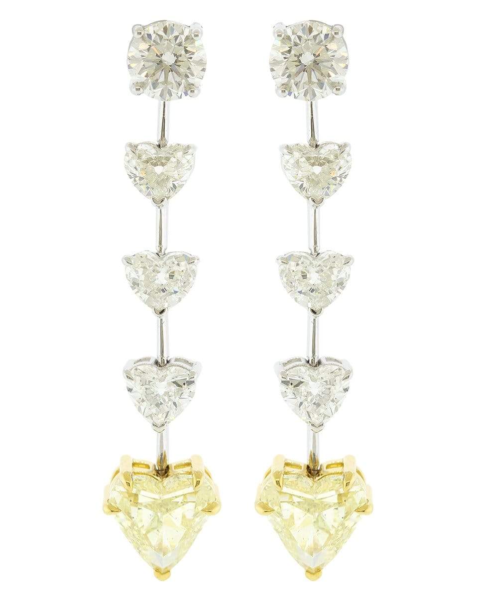 MARISSA DIAMONDS-Mixed Shape Yellow and White Diamond Drop Earrings-WHITE GOLD