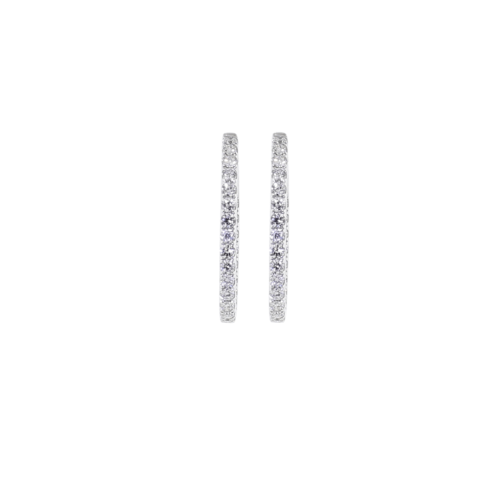 MARISSA DIAMONDS-Small Diamond Hoop Earrings-WHITE GOLD