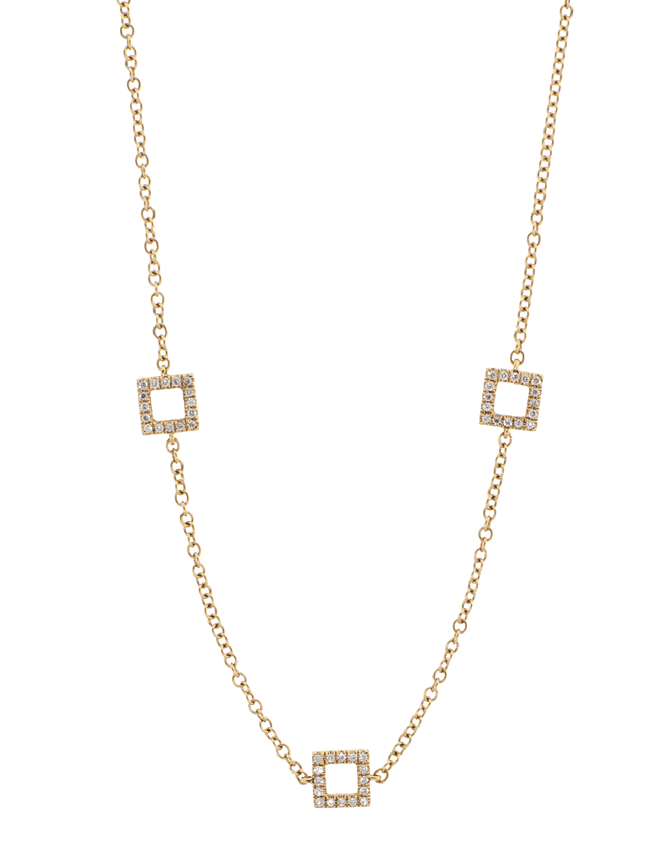 MARISSA DIAMONDS-Square Station Necklace-ROSE GOLD