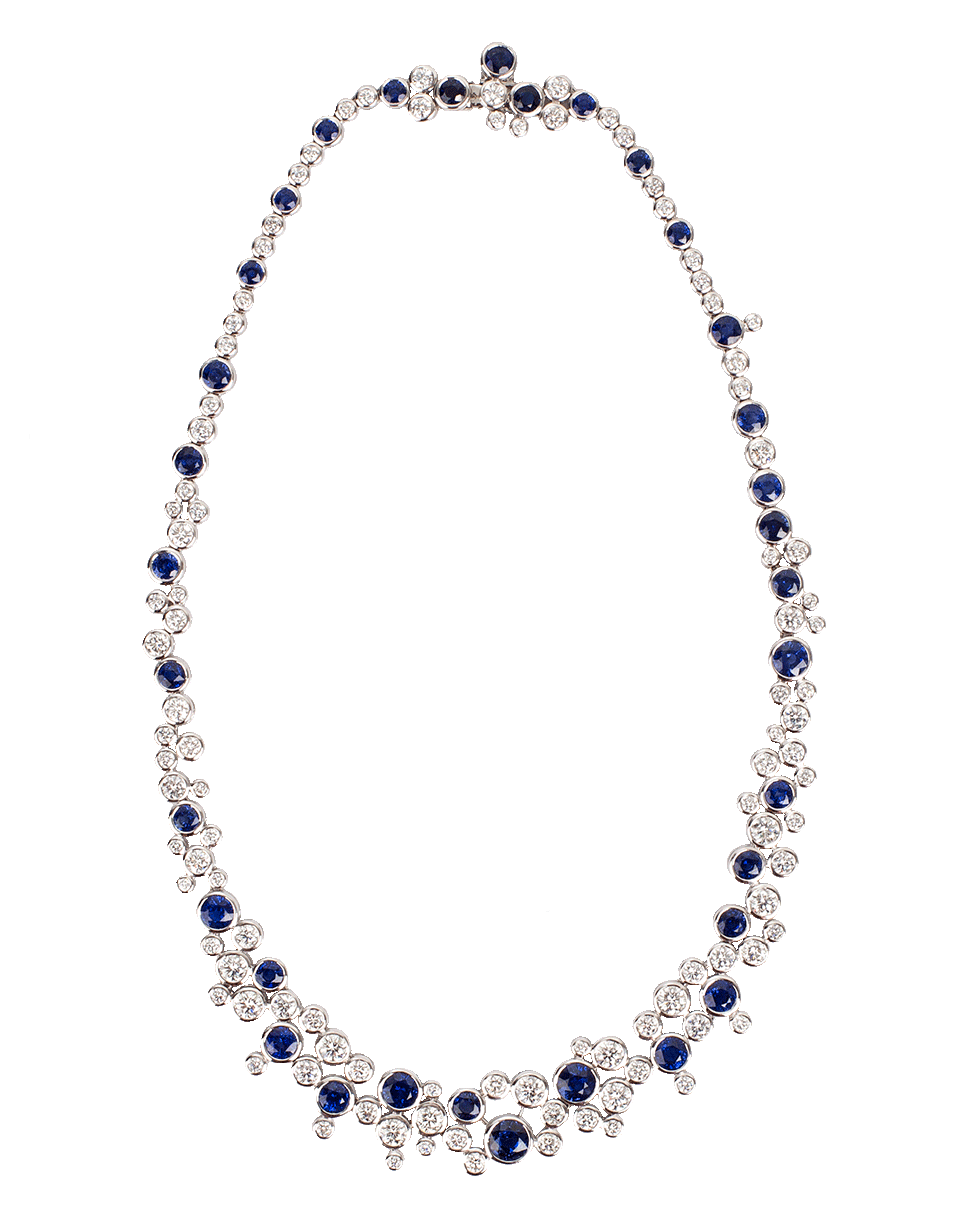 MARISSA DIAMONDS-Blue Sapphire And White Diamond Necklace-WHITE GOLD