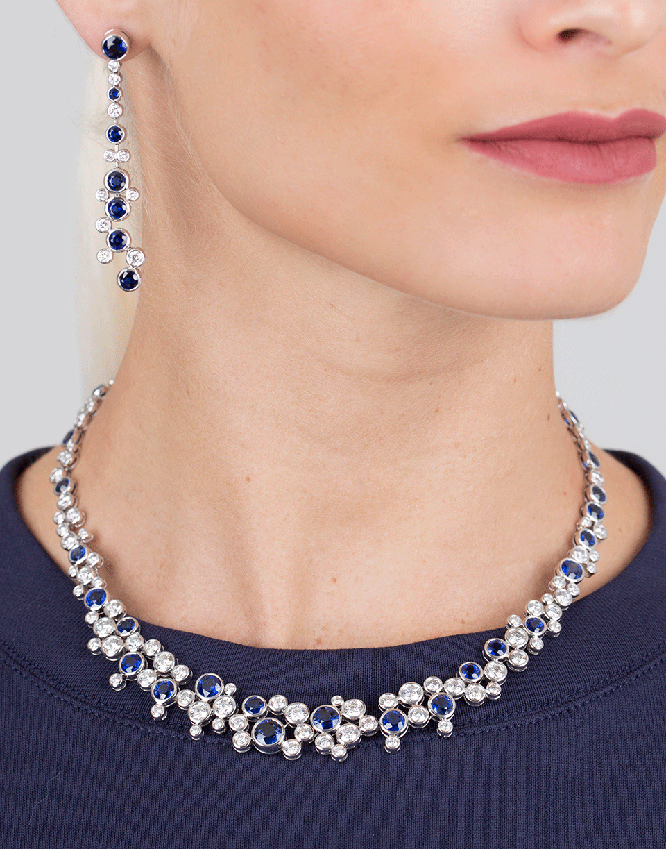 MARISSA DIAMONDS-Blue Sapphire And White Diamond Necklace-WHITE GOLD