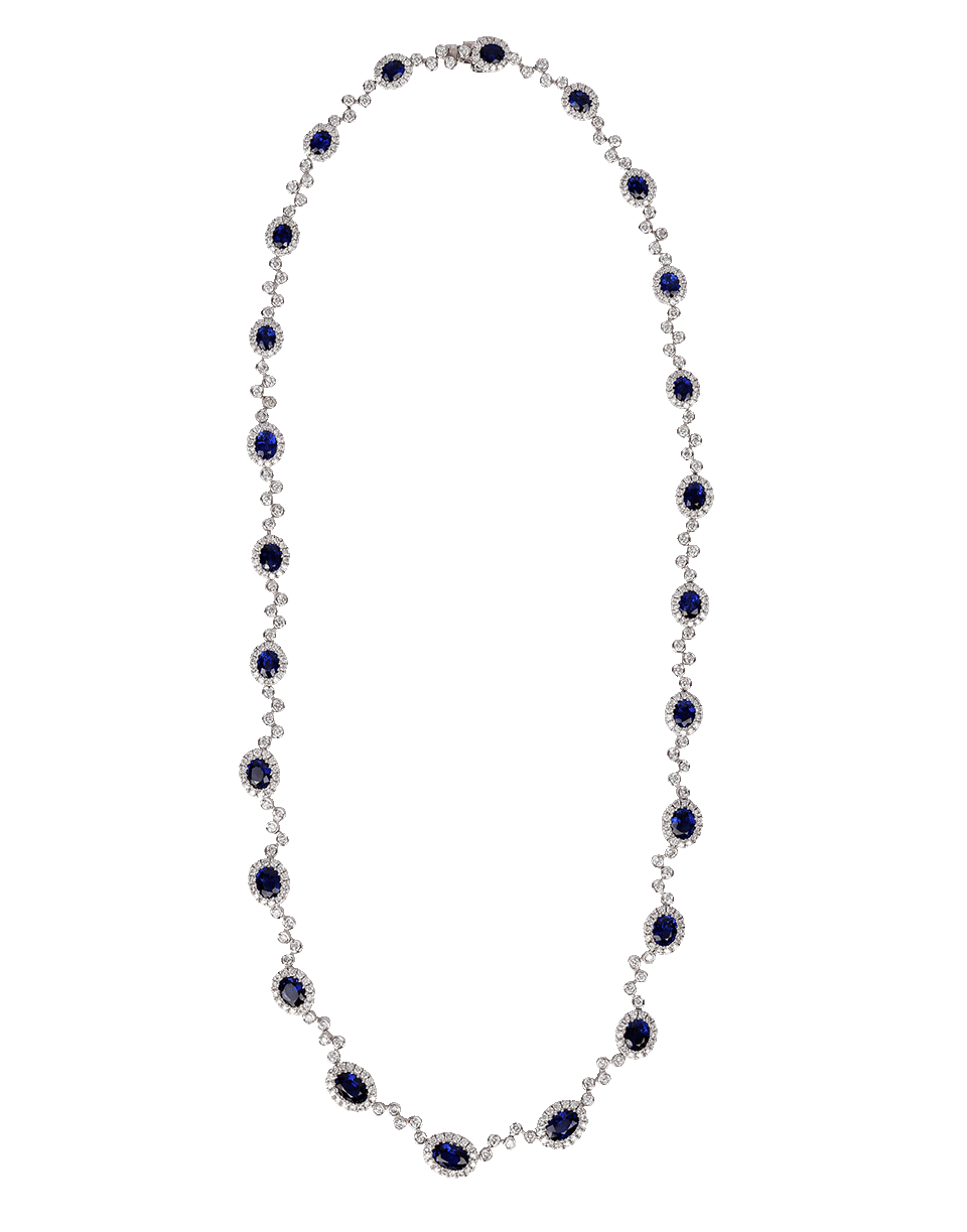 MARISSA DIAMONDS-Diamond And Sapphire Necklace-WHITE GOLD
