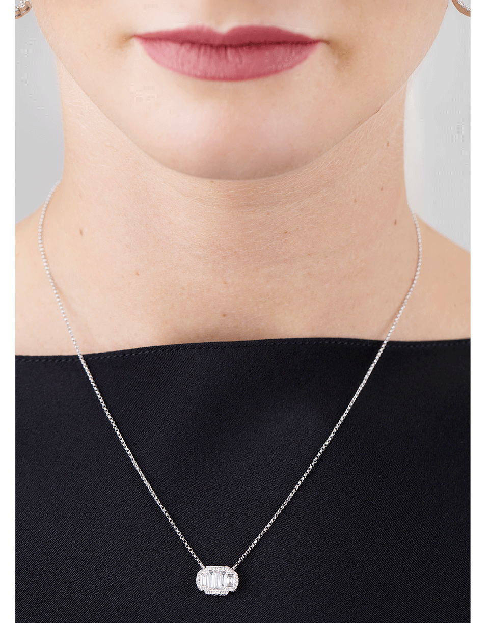 MARISSA DIAMONDS-Diamonds Baguette Pendant Necklace-WHITE GOLD