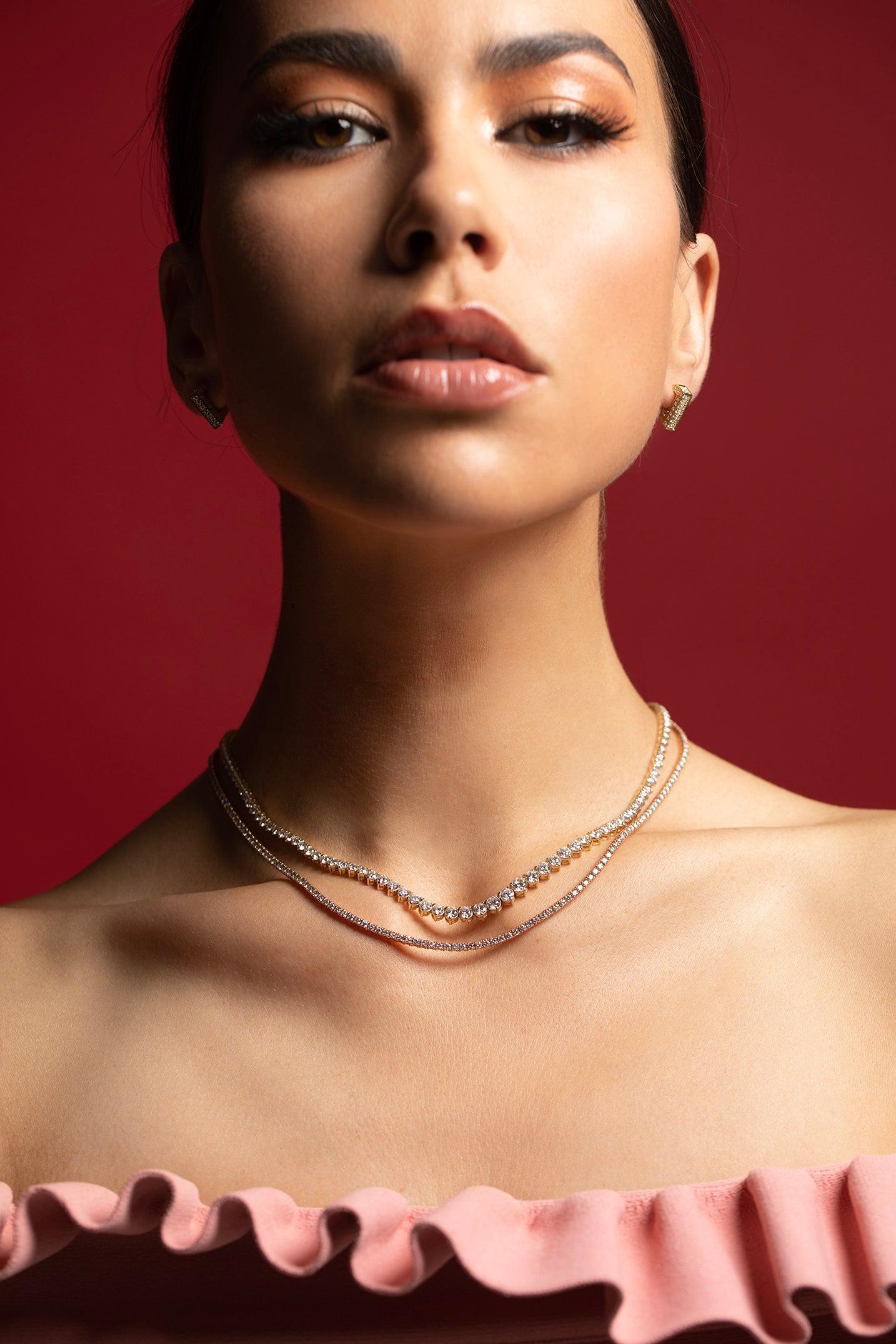 MARISSA DIAMONDS-Graduated Rivera Necklace-YELLOW GOLD