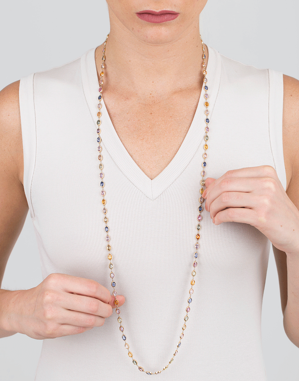 MARISSA DIAMONDS-Oval Multi Colored Sapphire Necklace-YELLOW GOLD