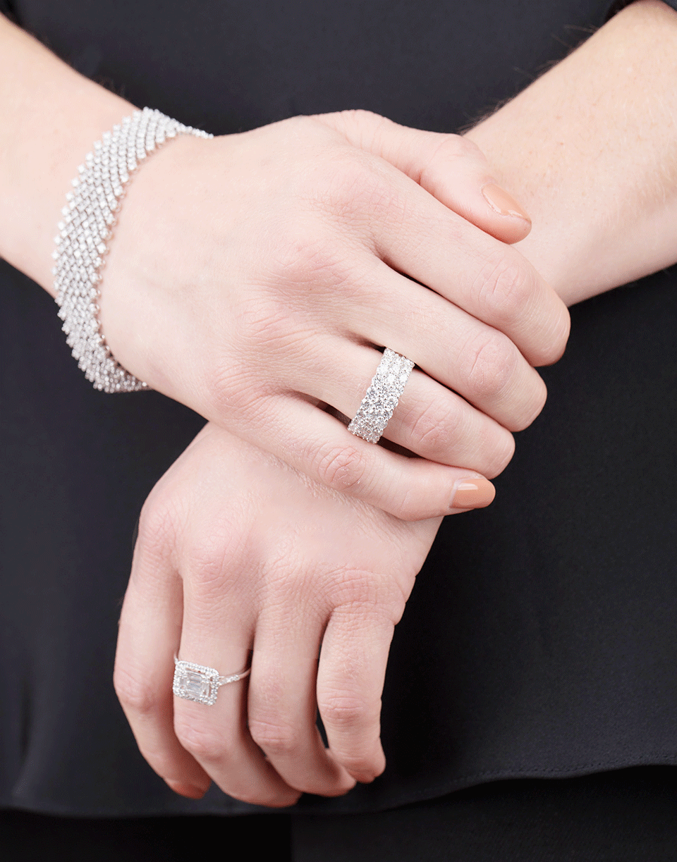 MARISSA DIAMONDS-Three Row Diamond Ring-WHITE GOLD