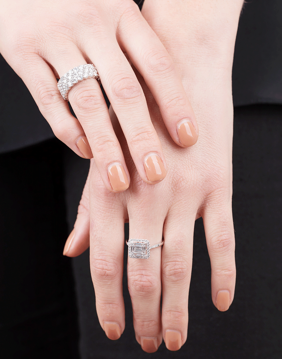 MARISSA DIAMONDS-Three Row Diamond Ring-WHITE GOLD